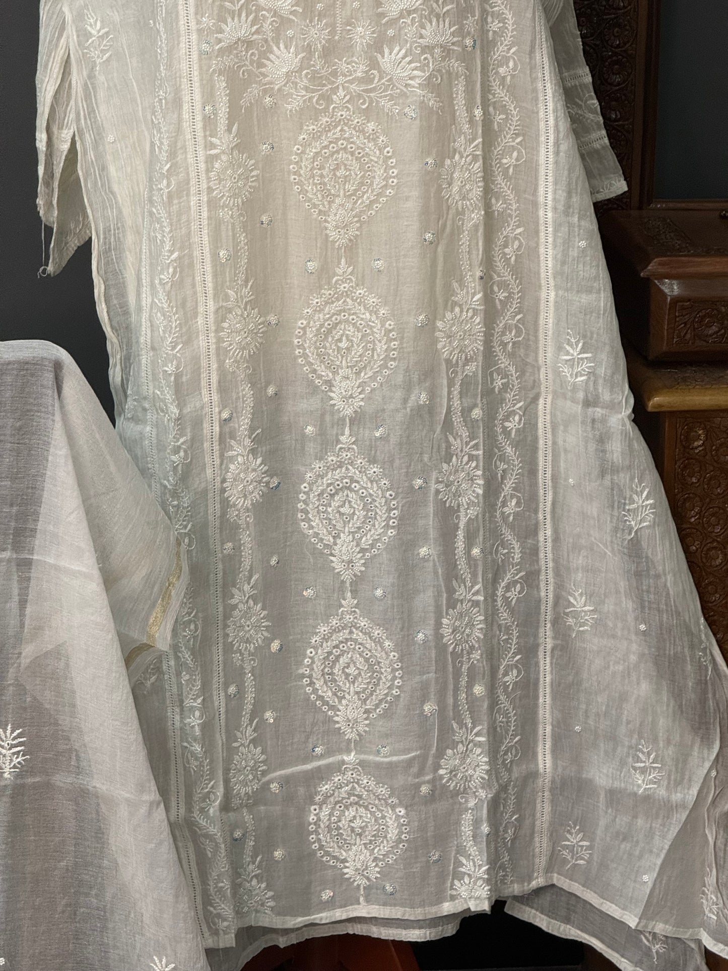 Mul chanderi kurta set
