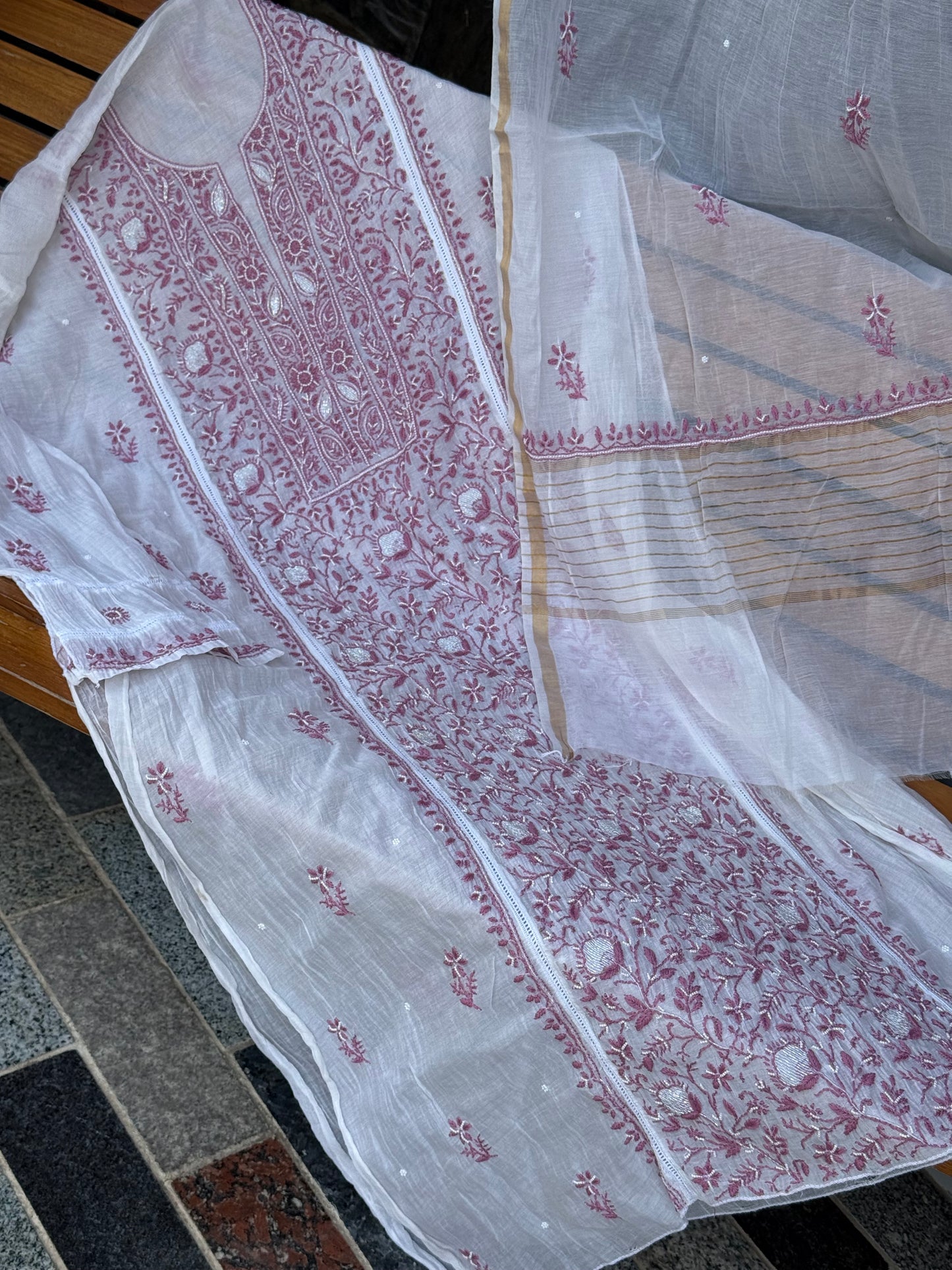 Mul chanderi kurta set