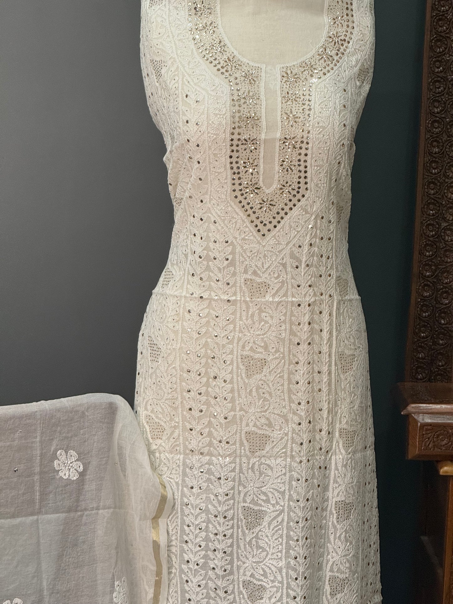 Mul chanderi kurta set