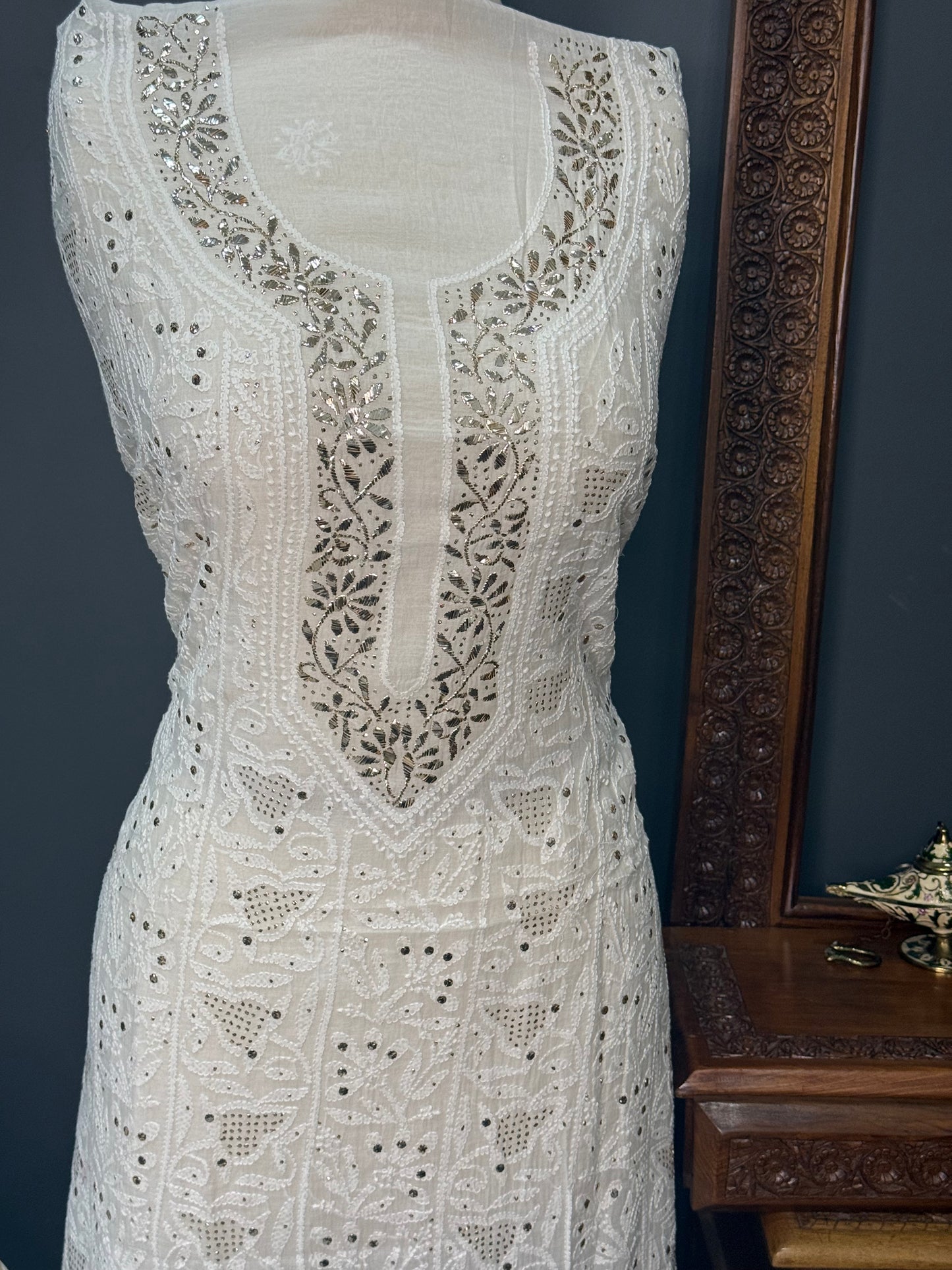 Mul chanderi kurta set