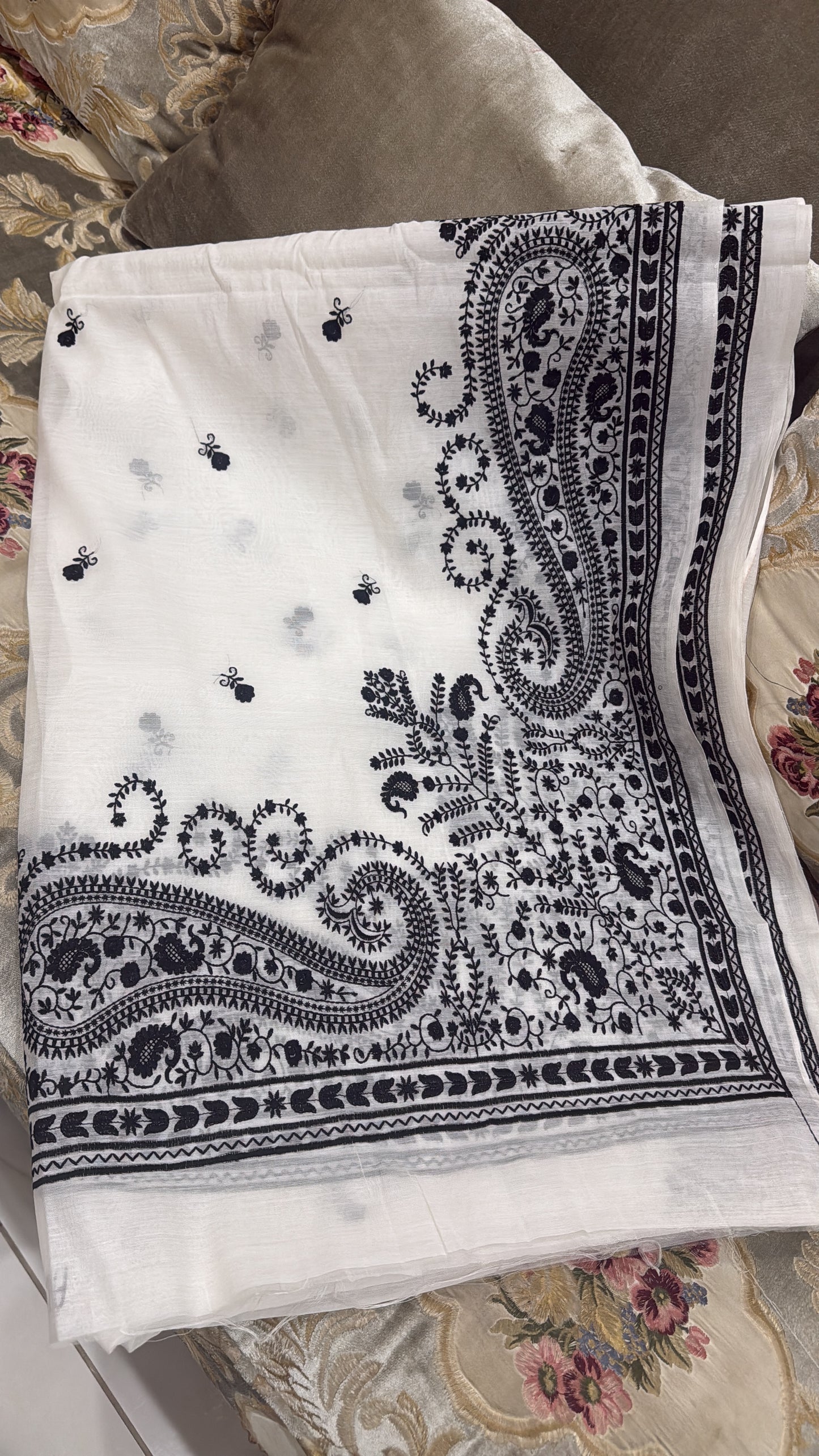 Pure chanderi silk lawn duppata