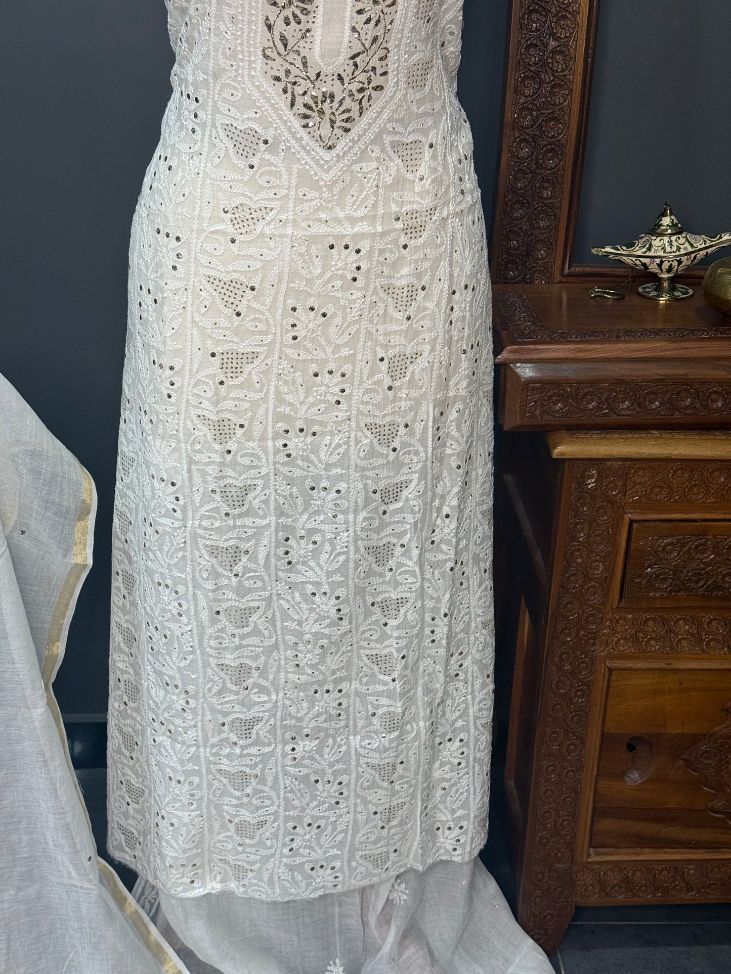 Mul chanderi kurta set