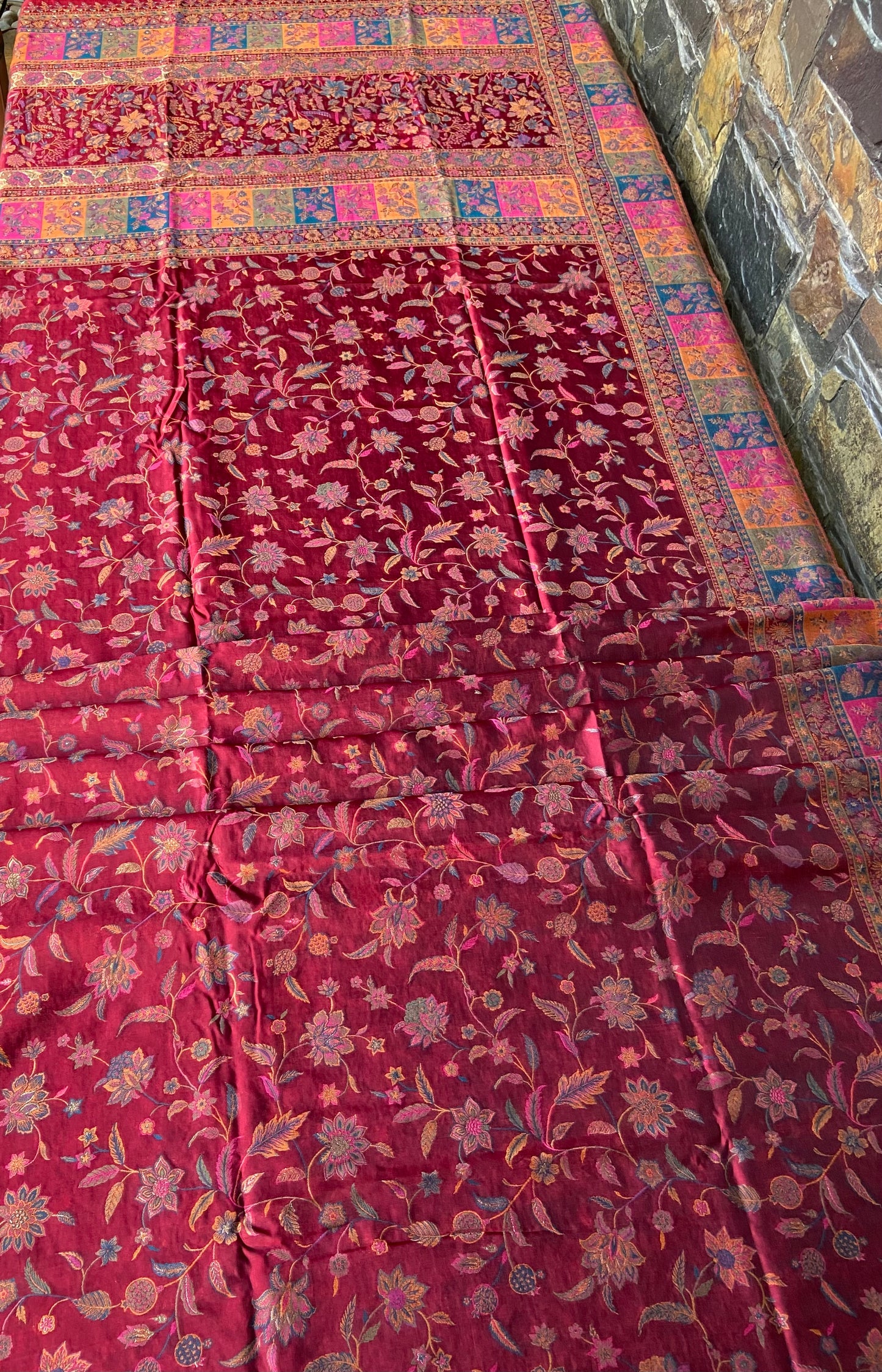 Pure kani silk saree maroon