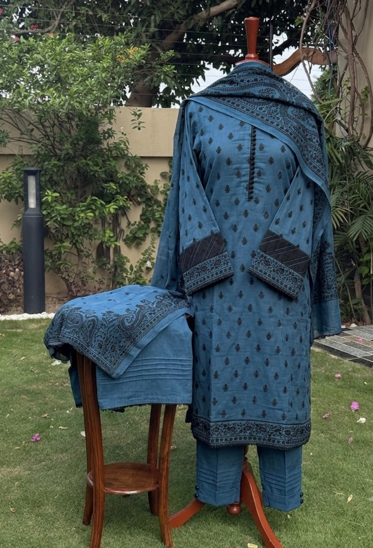Pure silk lawn embroidered