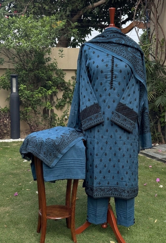 Pure silk lawn embroidered