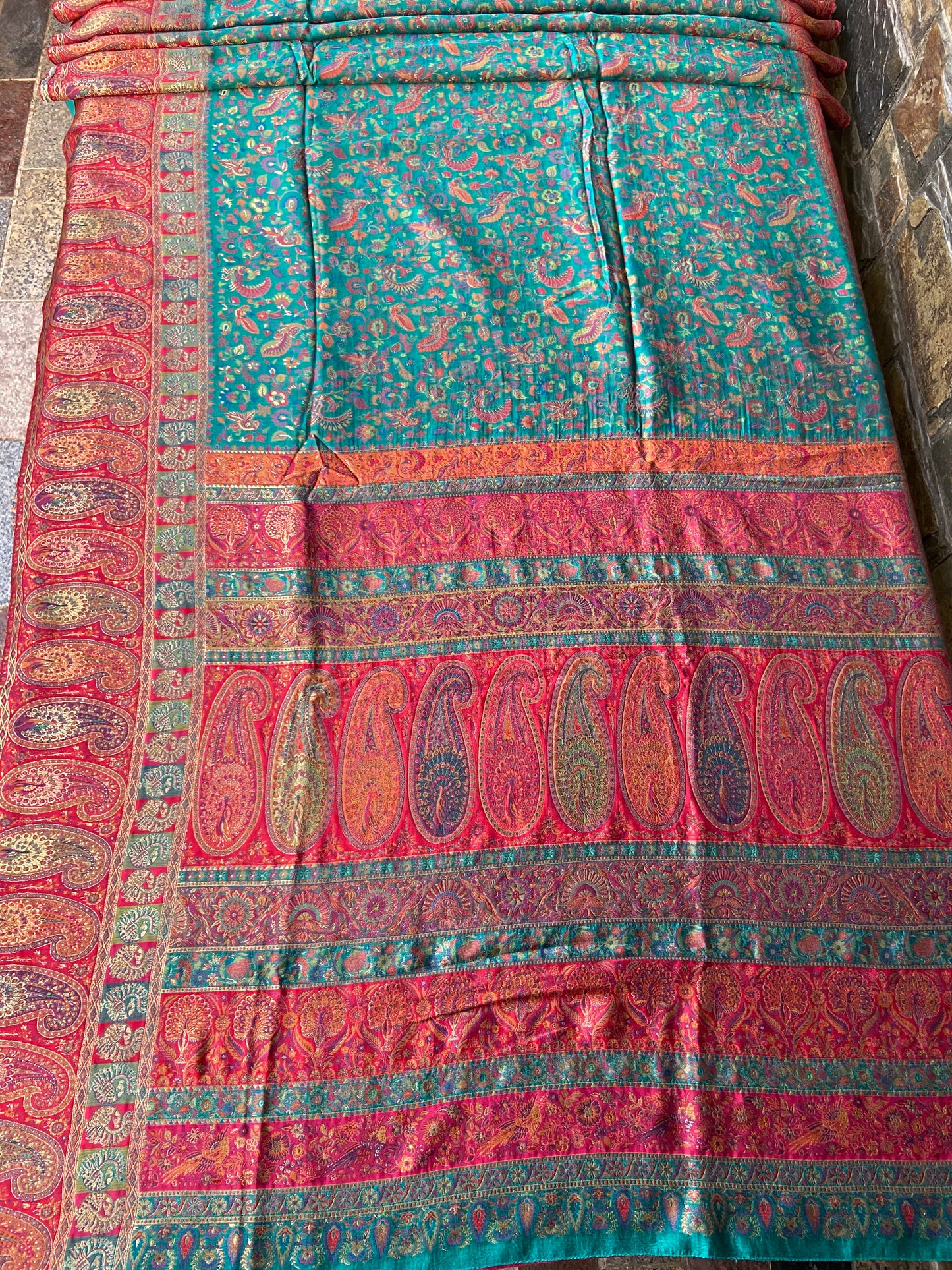 Pure kani silk saree aqua green