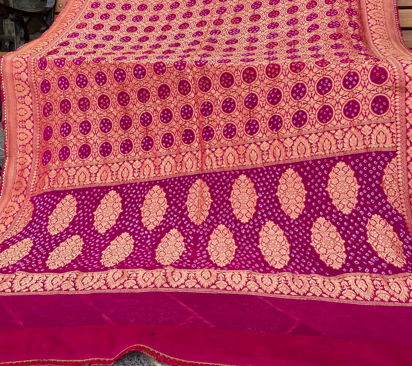 Pure Georgette neem Zari with mena kari duppata