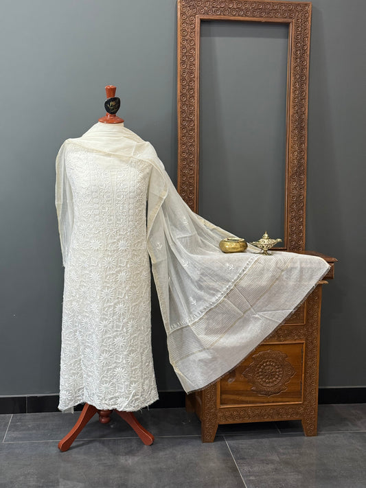 Mul chanderi kurta set m