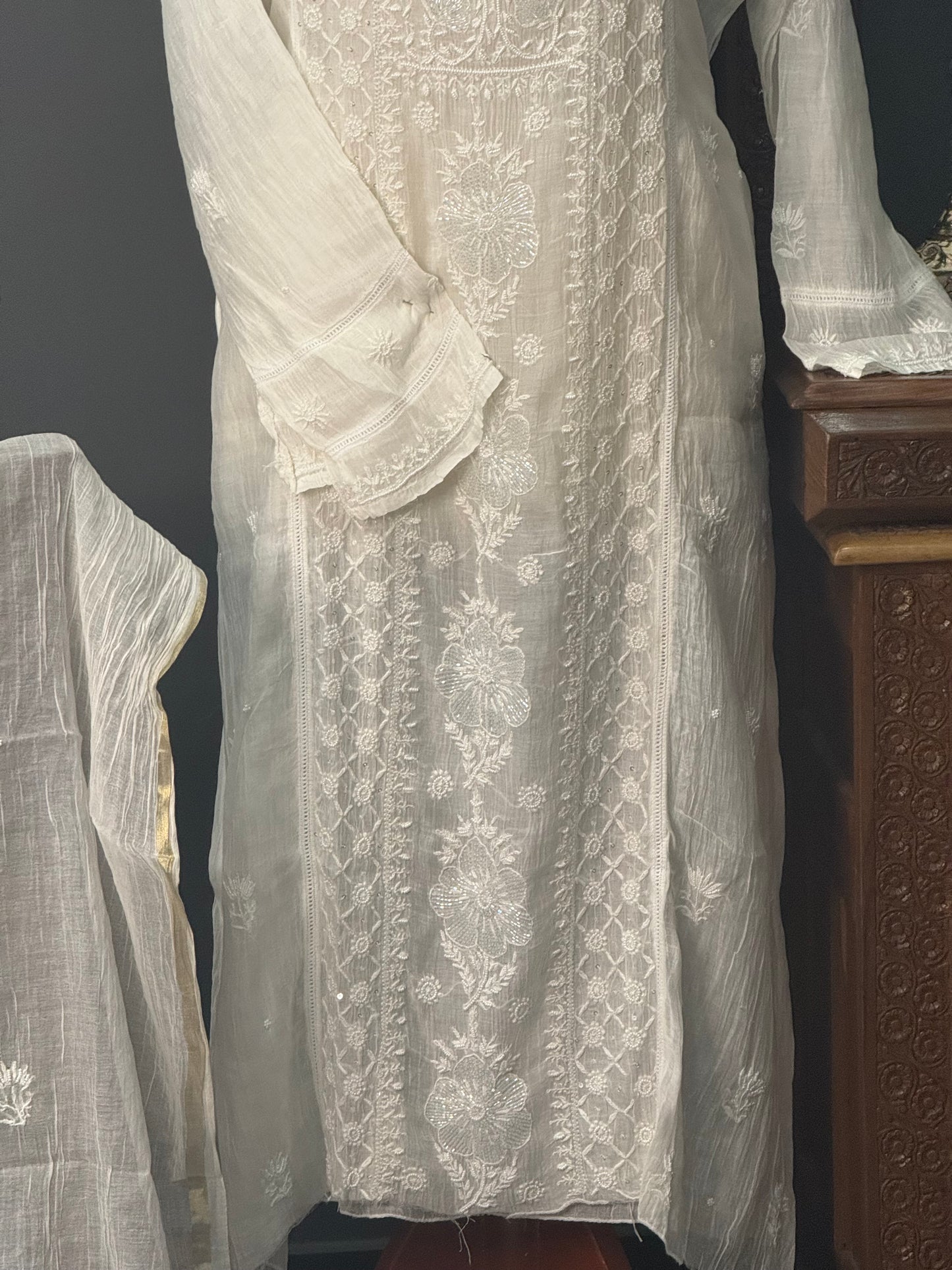Mul chanderi kurta set