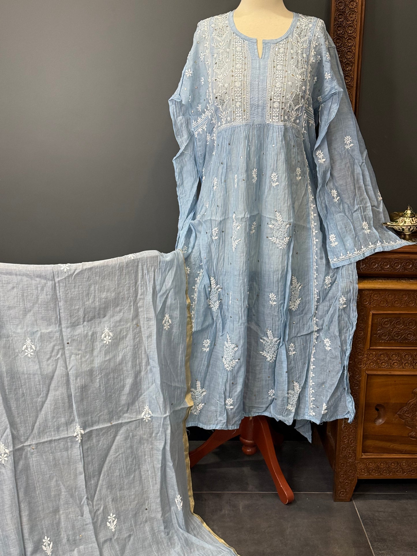 Mul chanderi gown