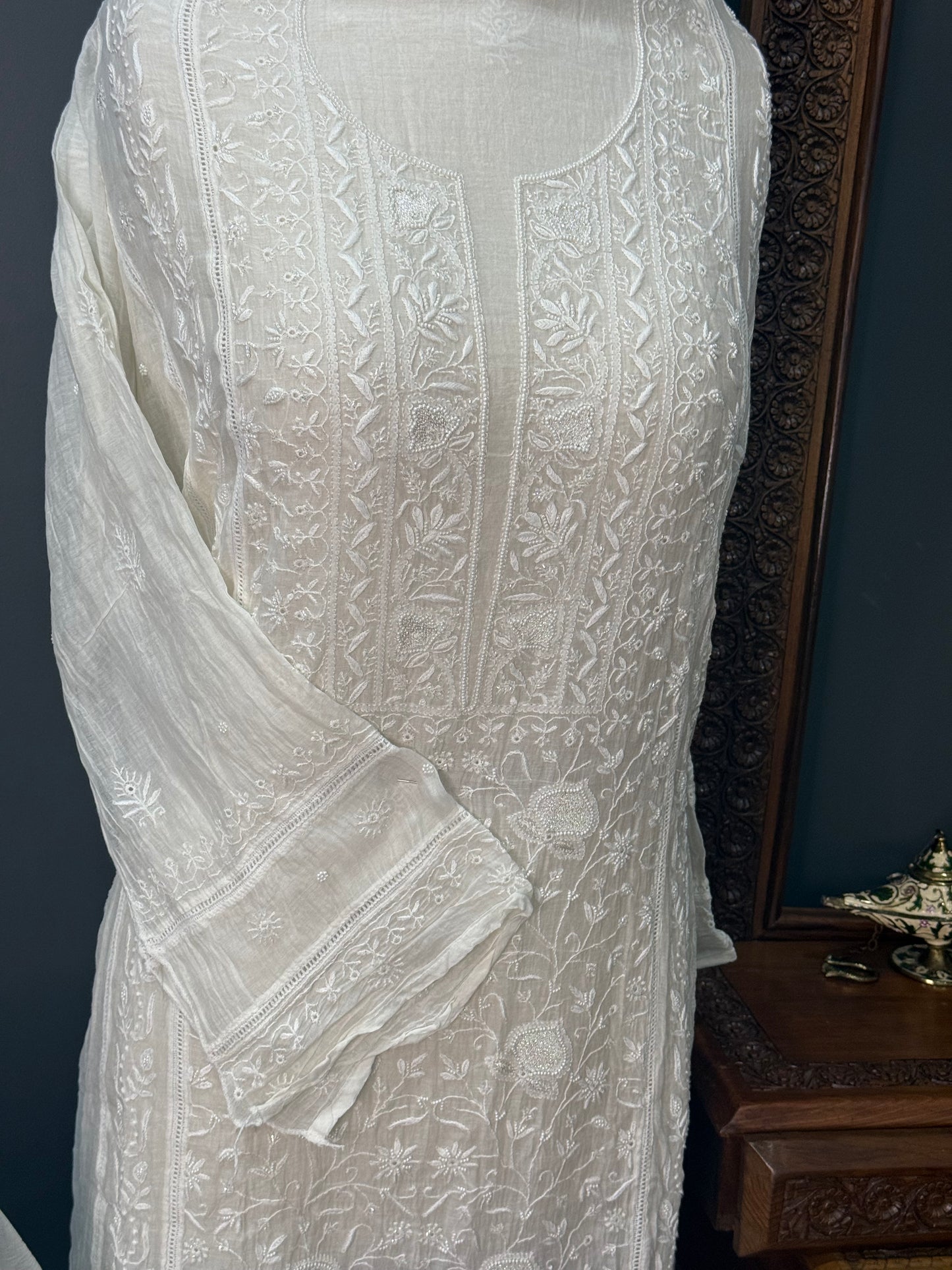 Mul chanderi kurta set