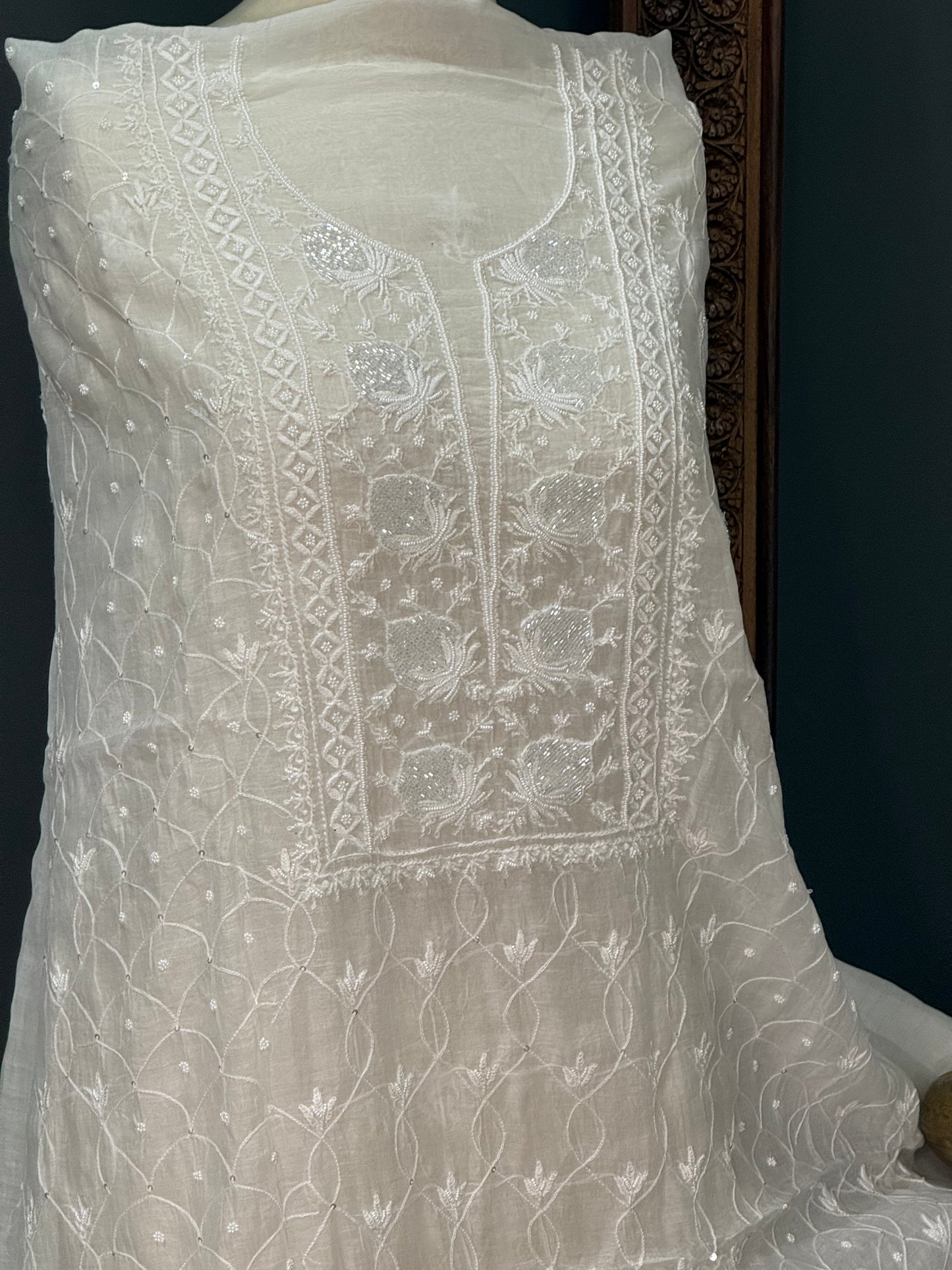 Mul  chanderi kurta set