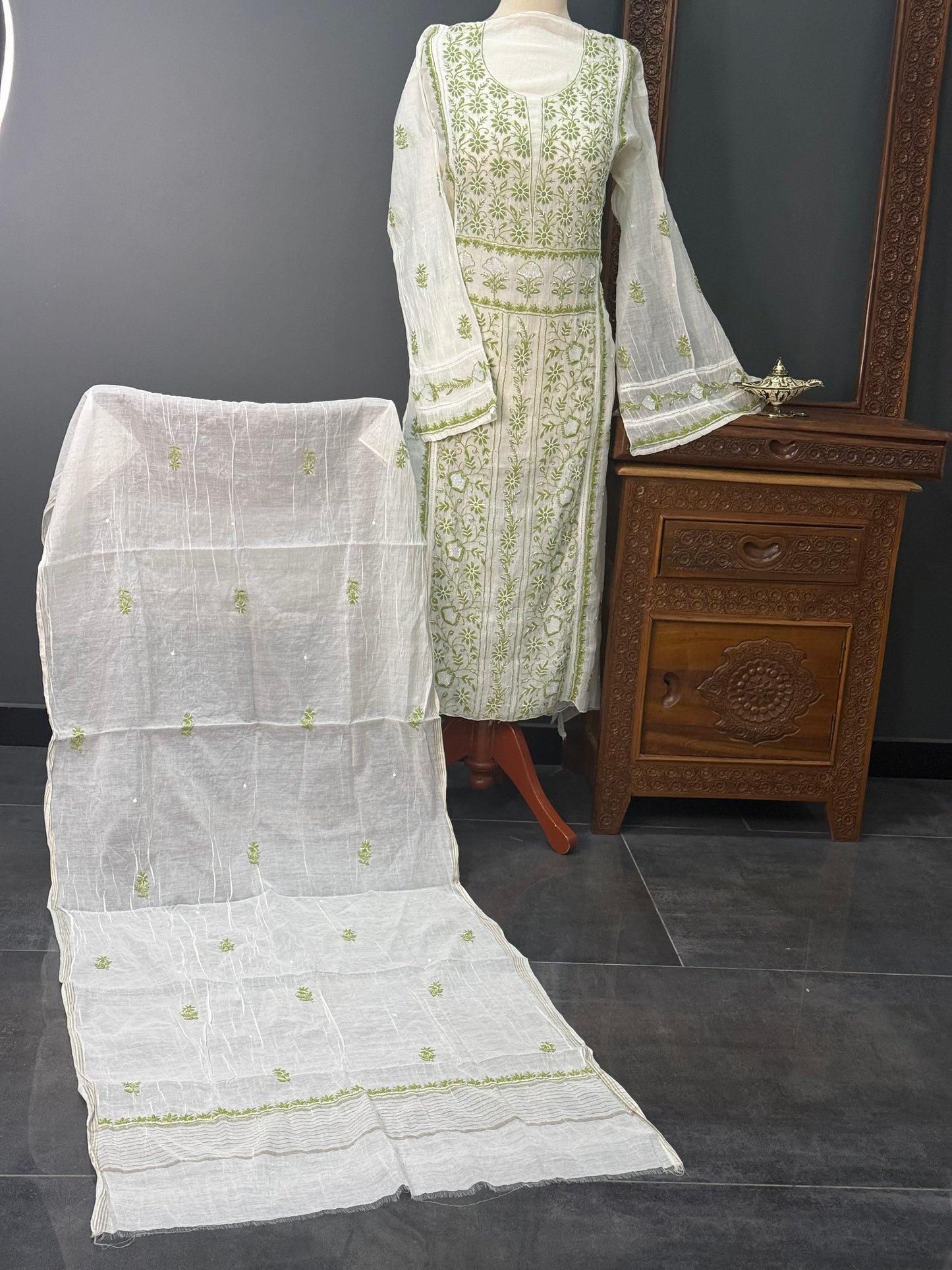 Mul chanderi kurta set