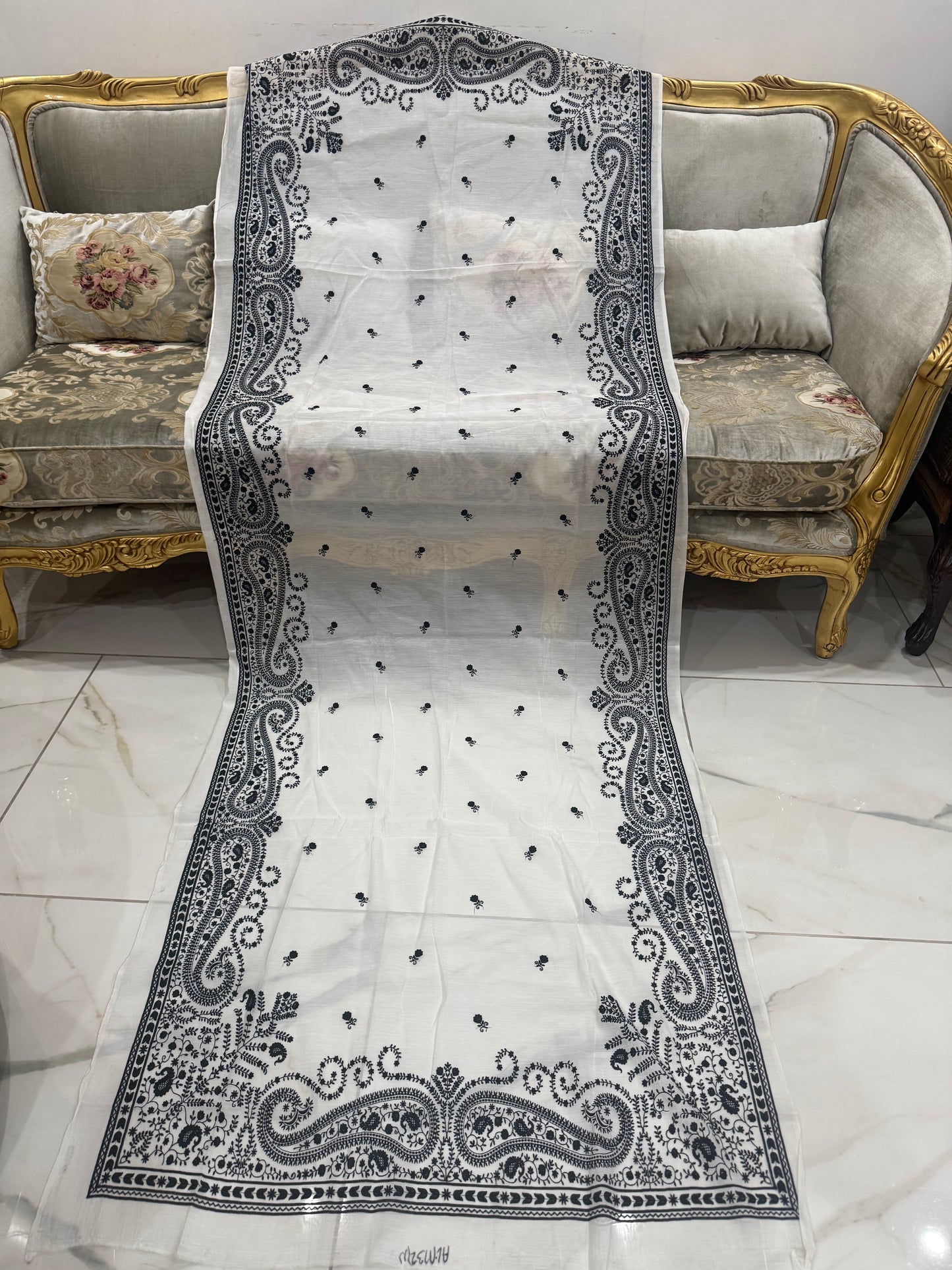 Pure chanderi silk lawn duppata