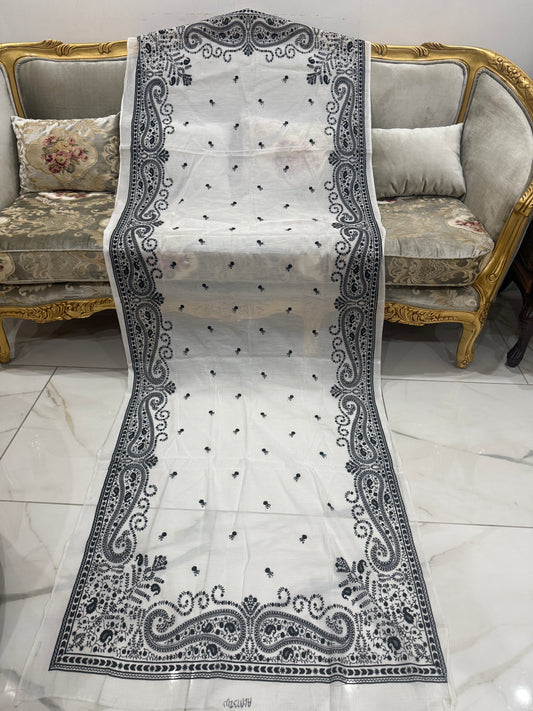 Pure chanderi silk lawn duppata