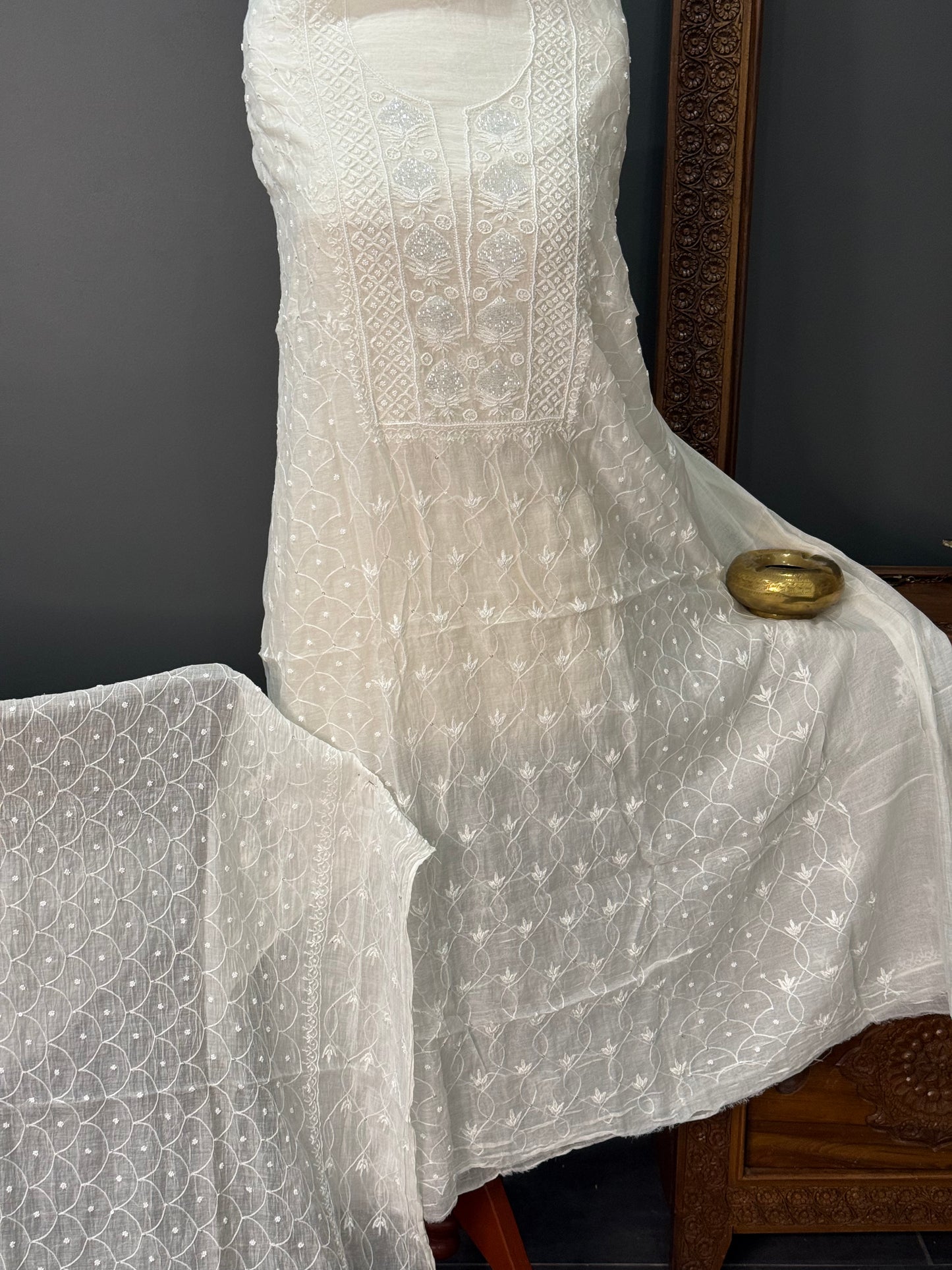 Mul chanderi kurta set