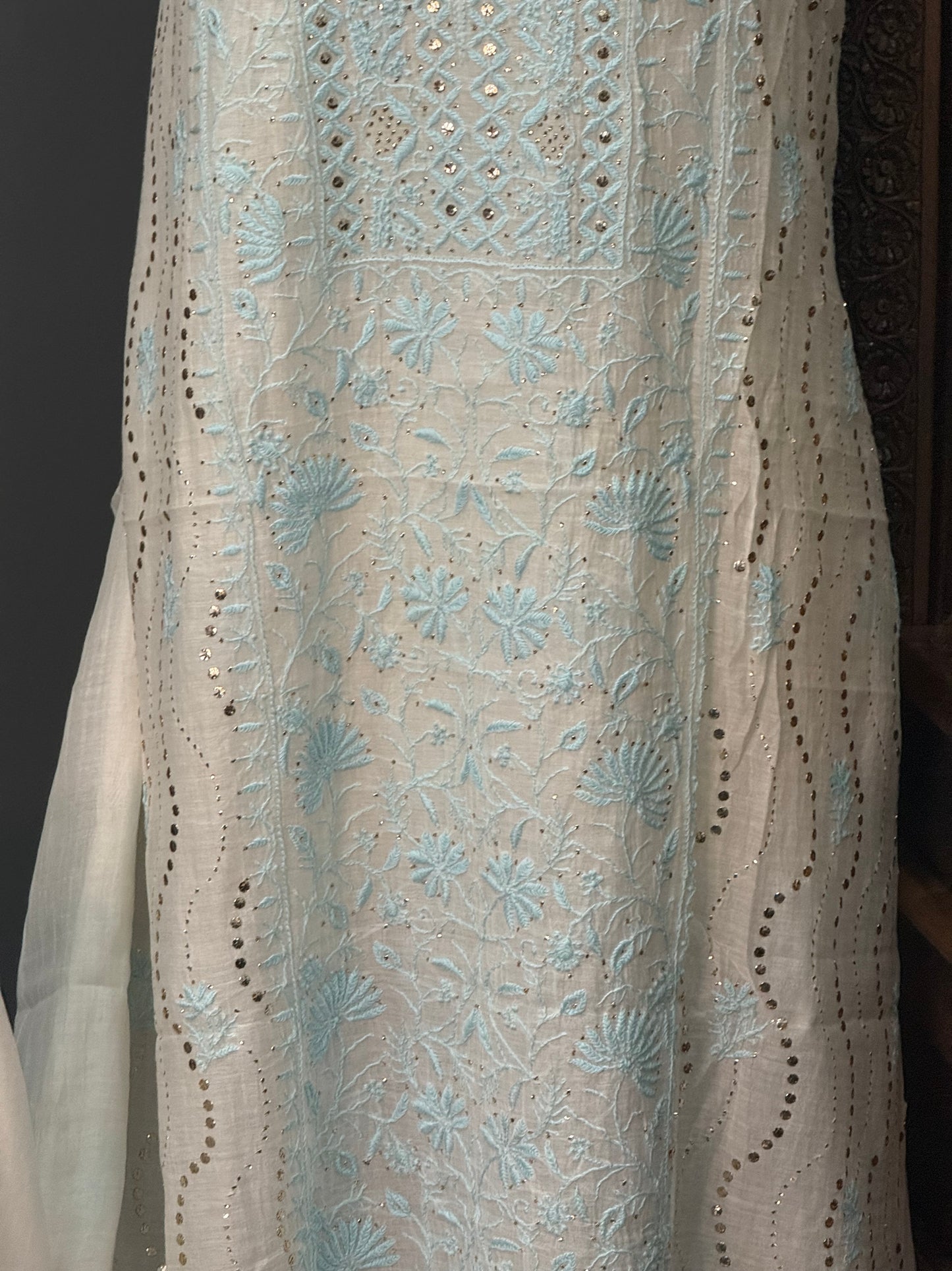 Mul chanderi kurta set mukesh ferozi