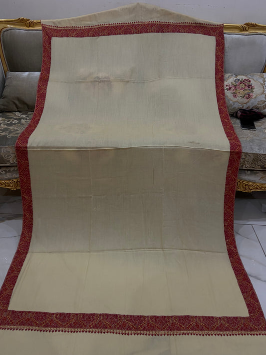 Toosh pashmina sui 4 side embroidered boarder
