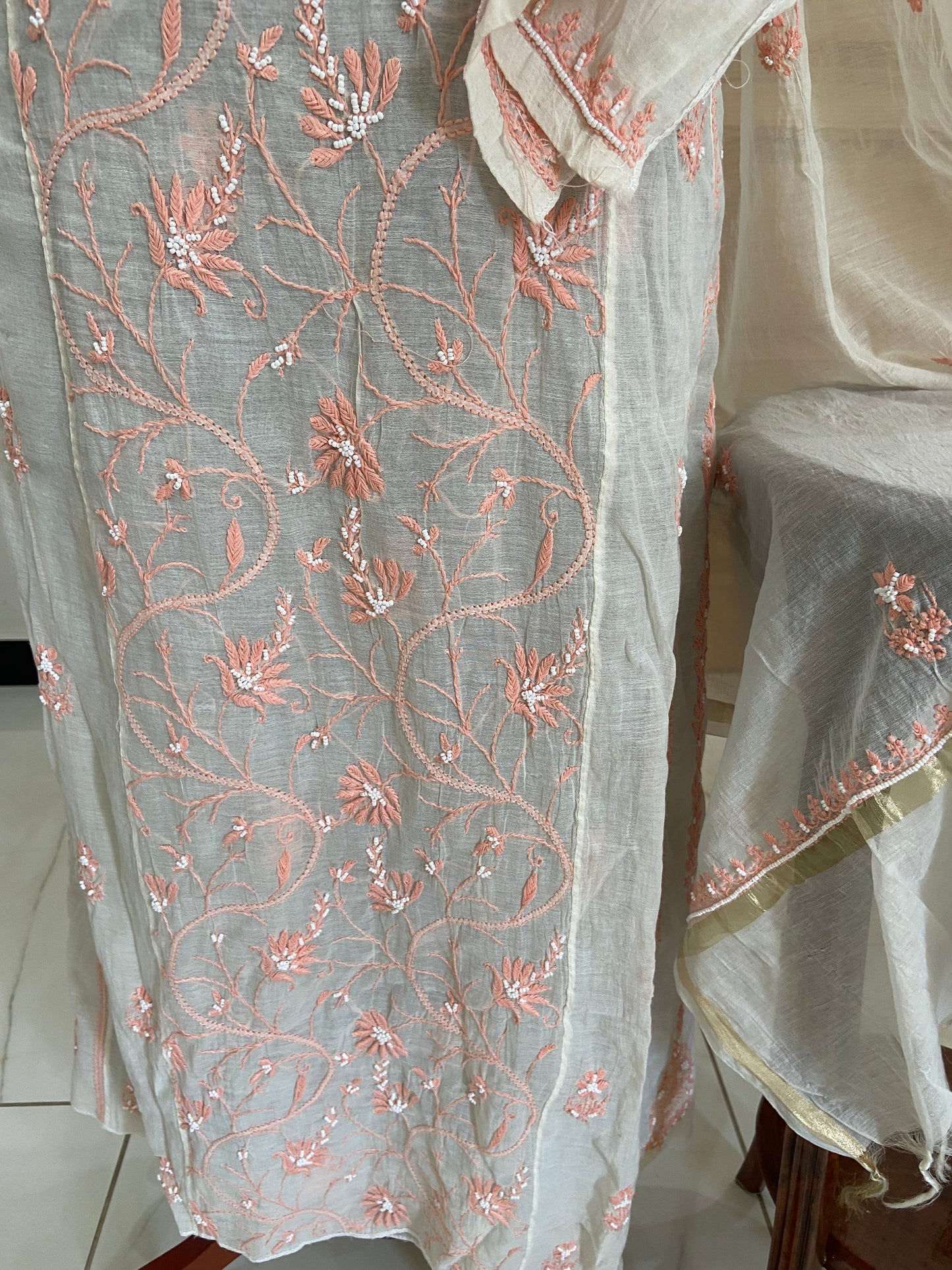 Mul chanderi kurta set