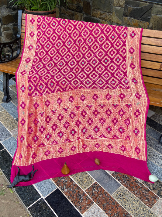 Pure Georgette neem Zari with mena kari