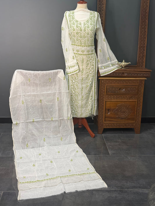 Mul chanderi kurta set