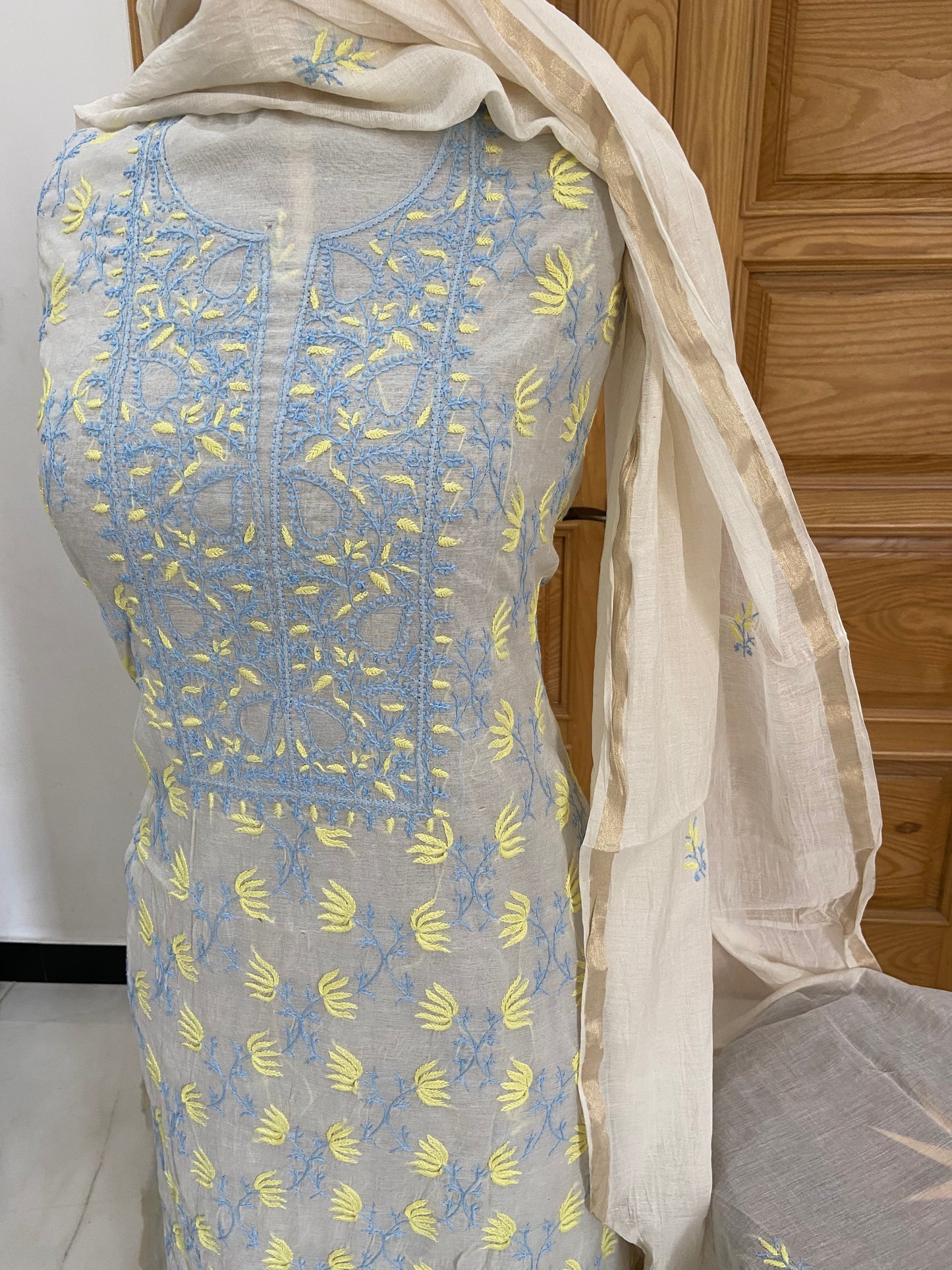 Mul chanderi kurta set