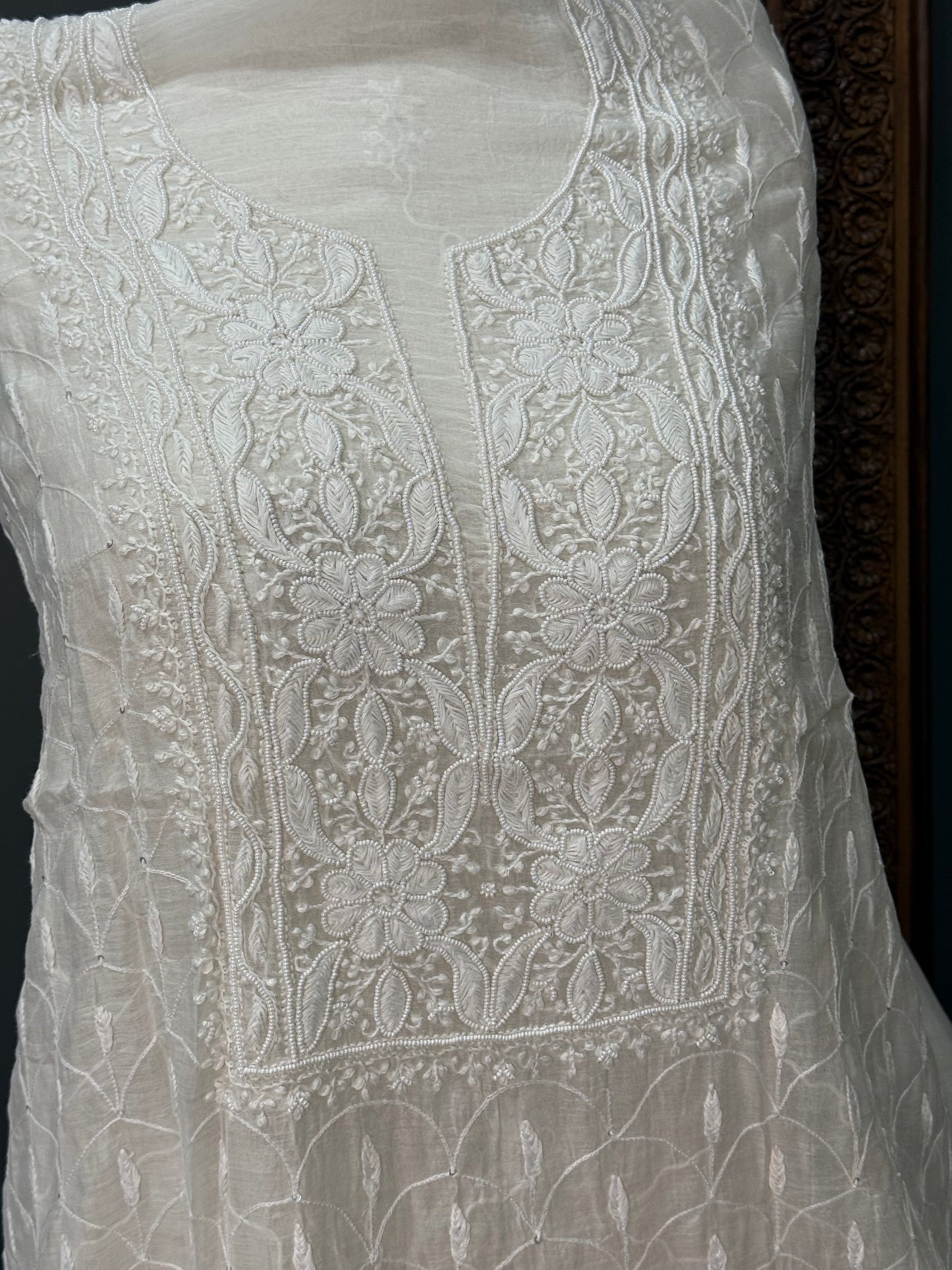 Mul  chanderi kurta set