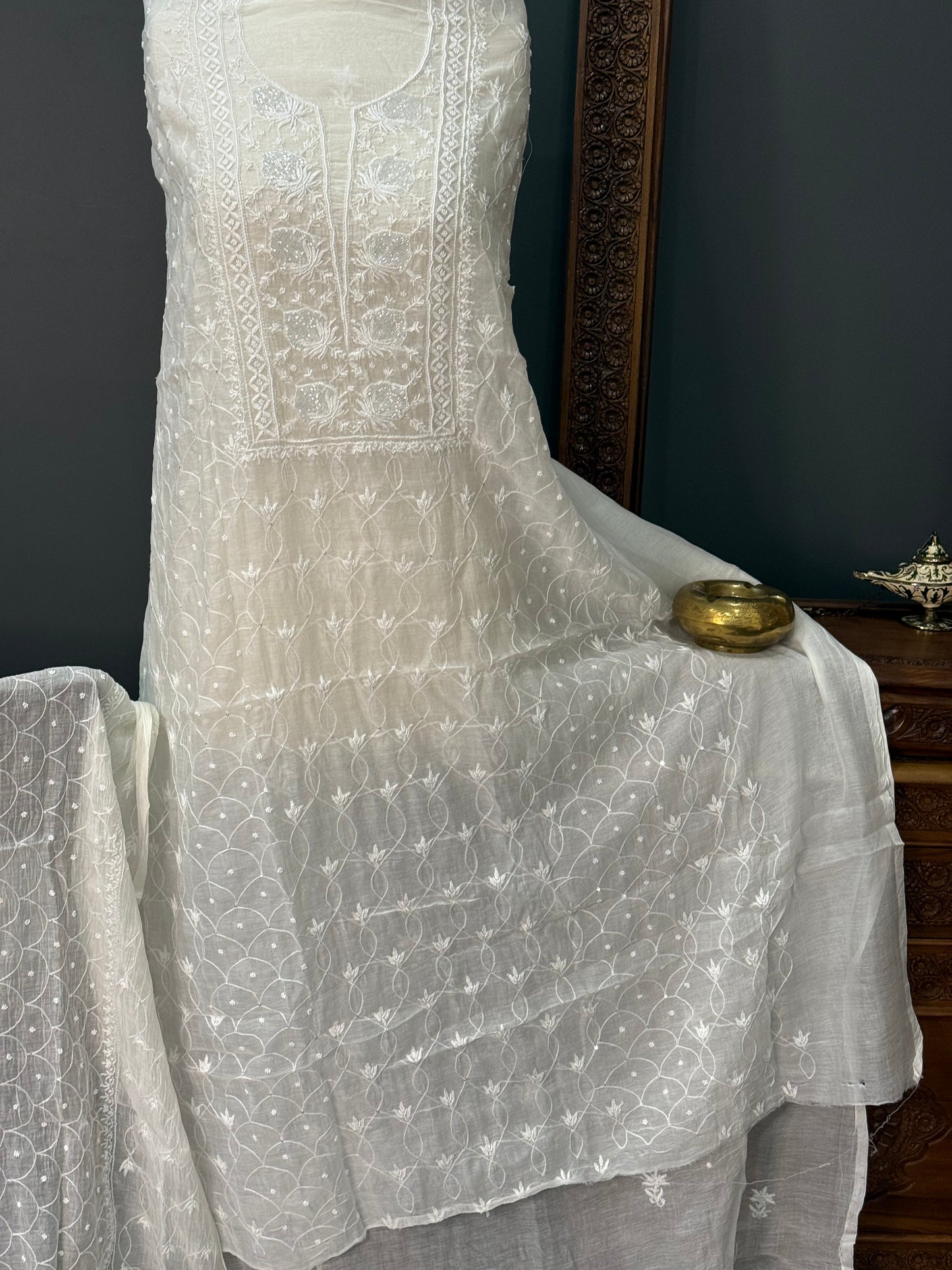Mul  chanderi kurta set