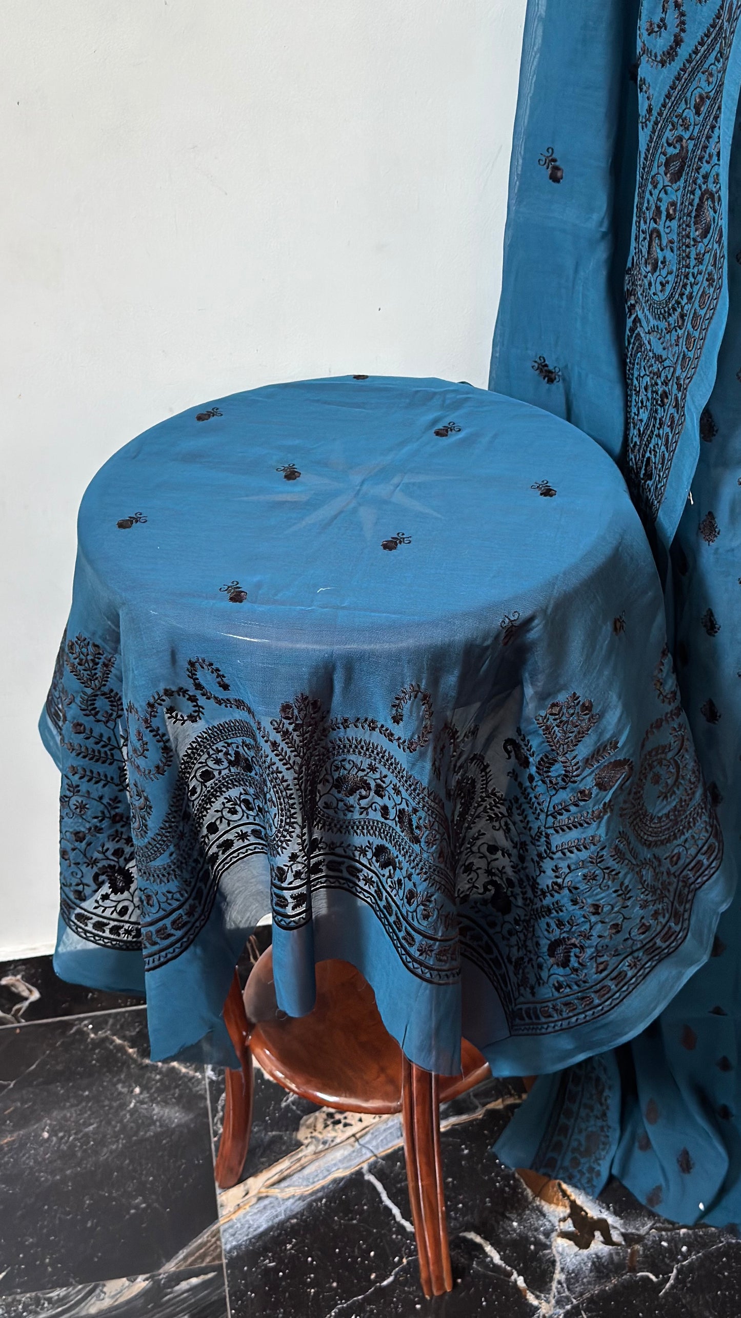 Pure silk lawn embroidered