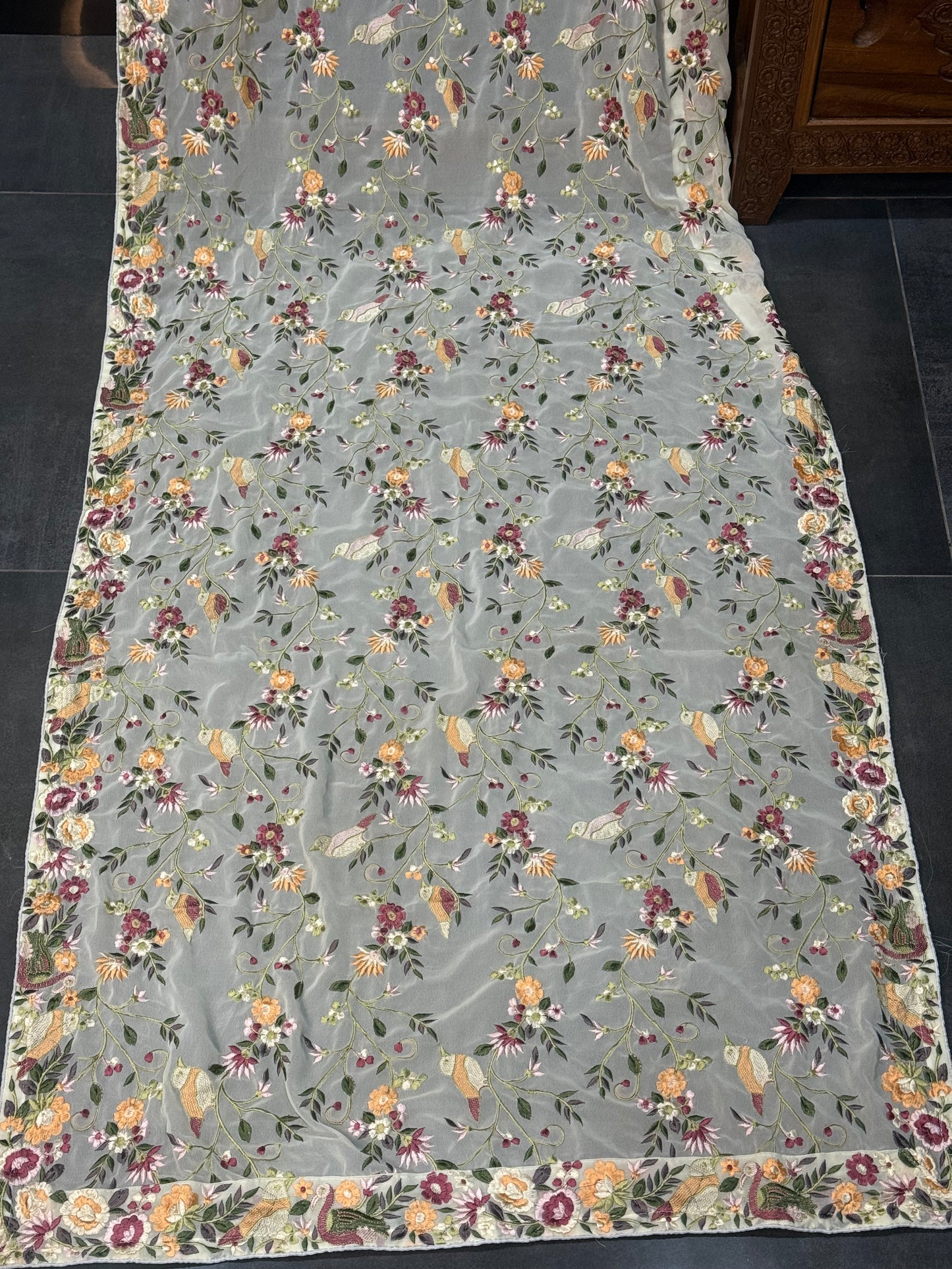 Parsi gara Mechine embroidered