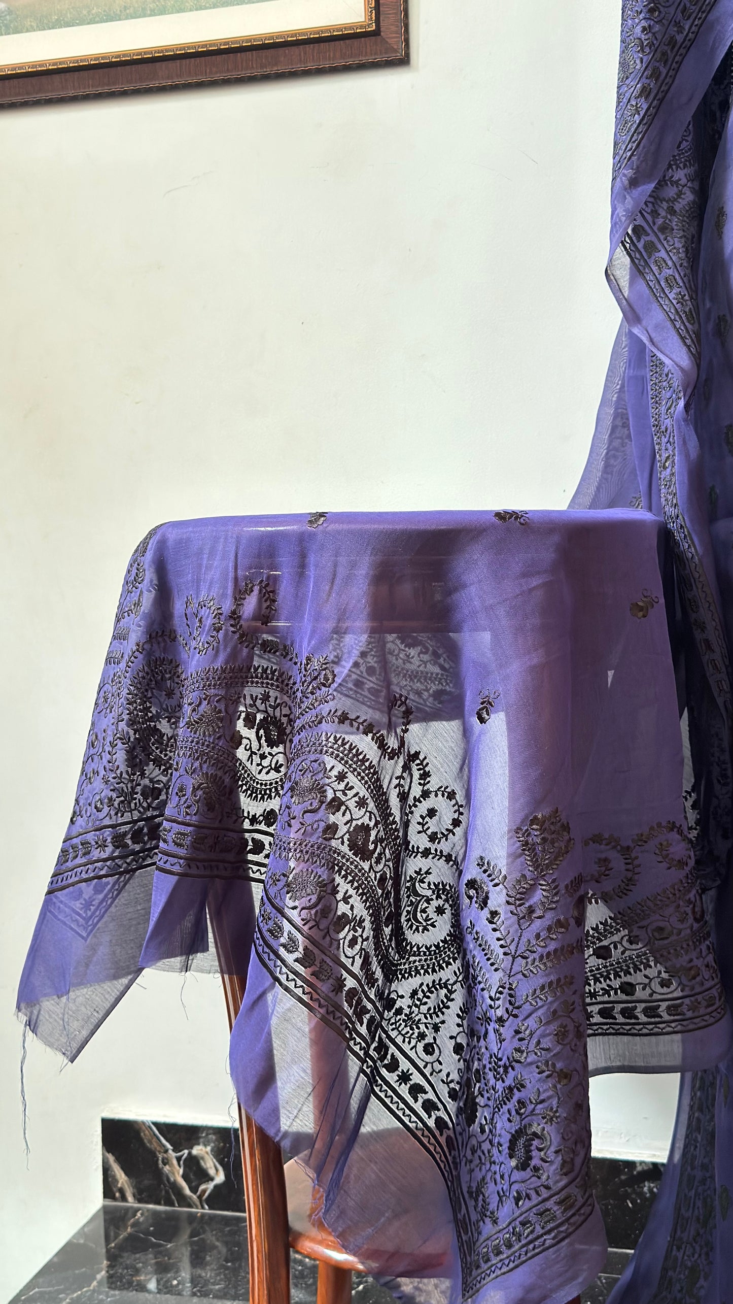 Pure silk lawn embroidered