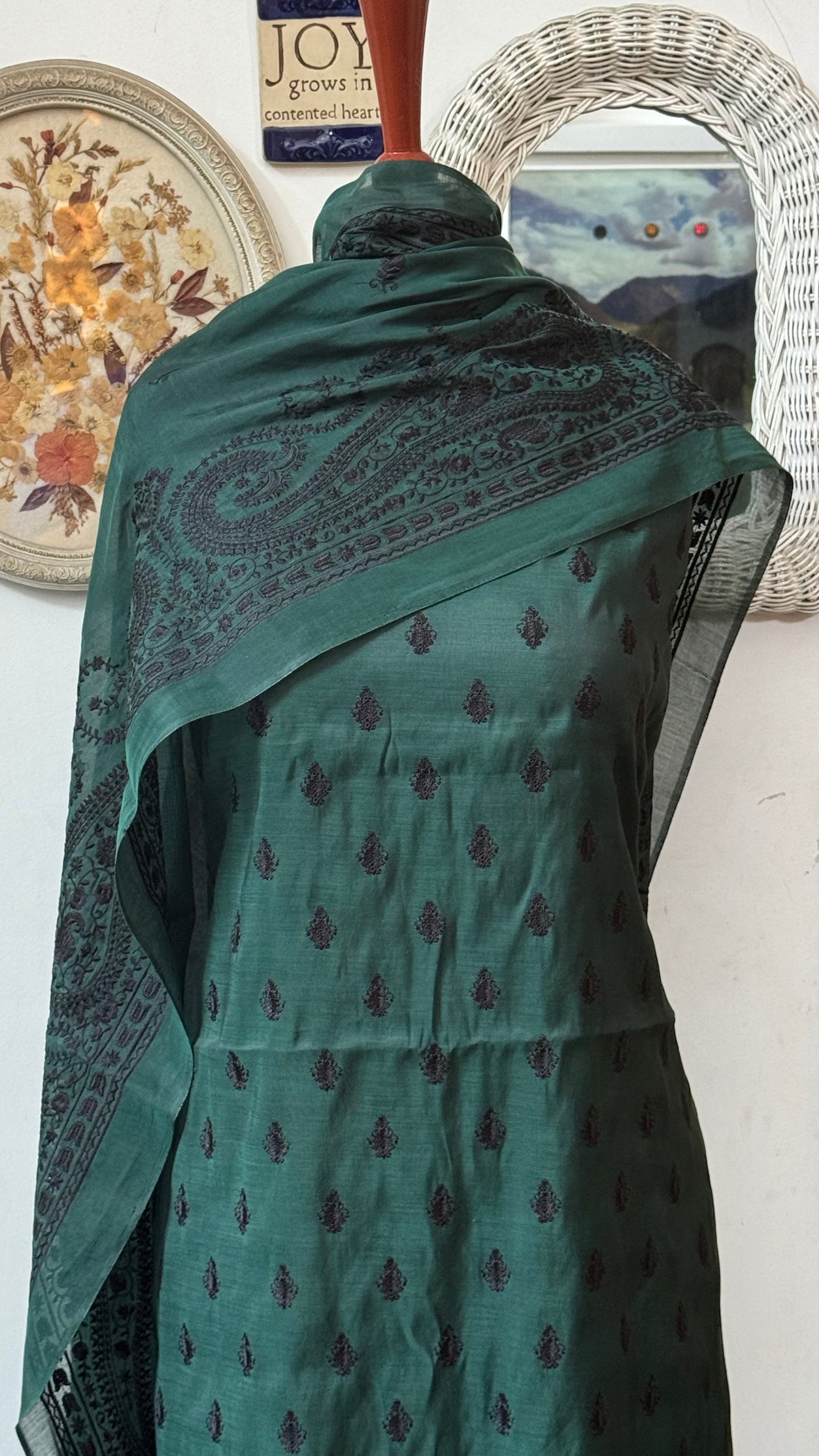Pure silk lawn embroidered