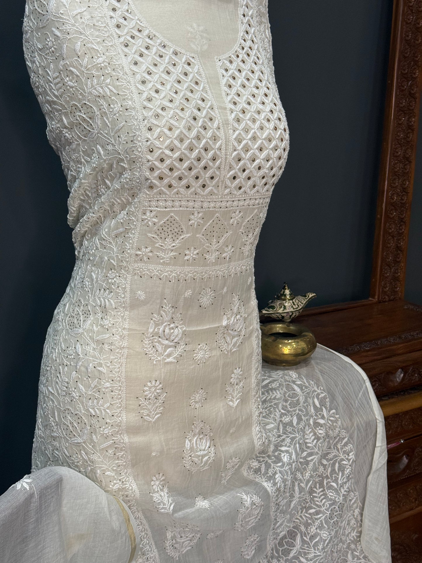 Mul chanderi kurta set