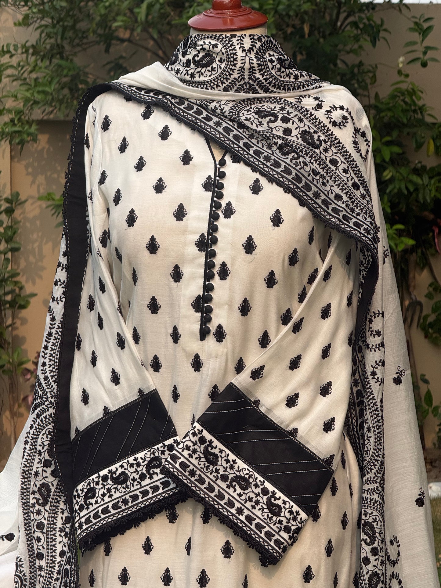 Pure silk lawn embroidered