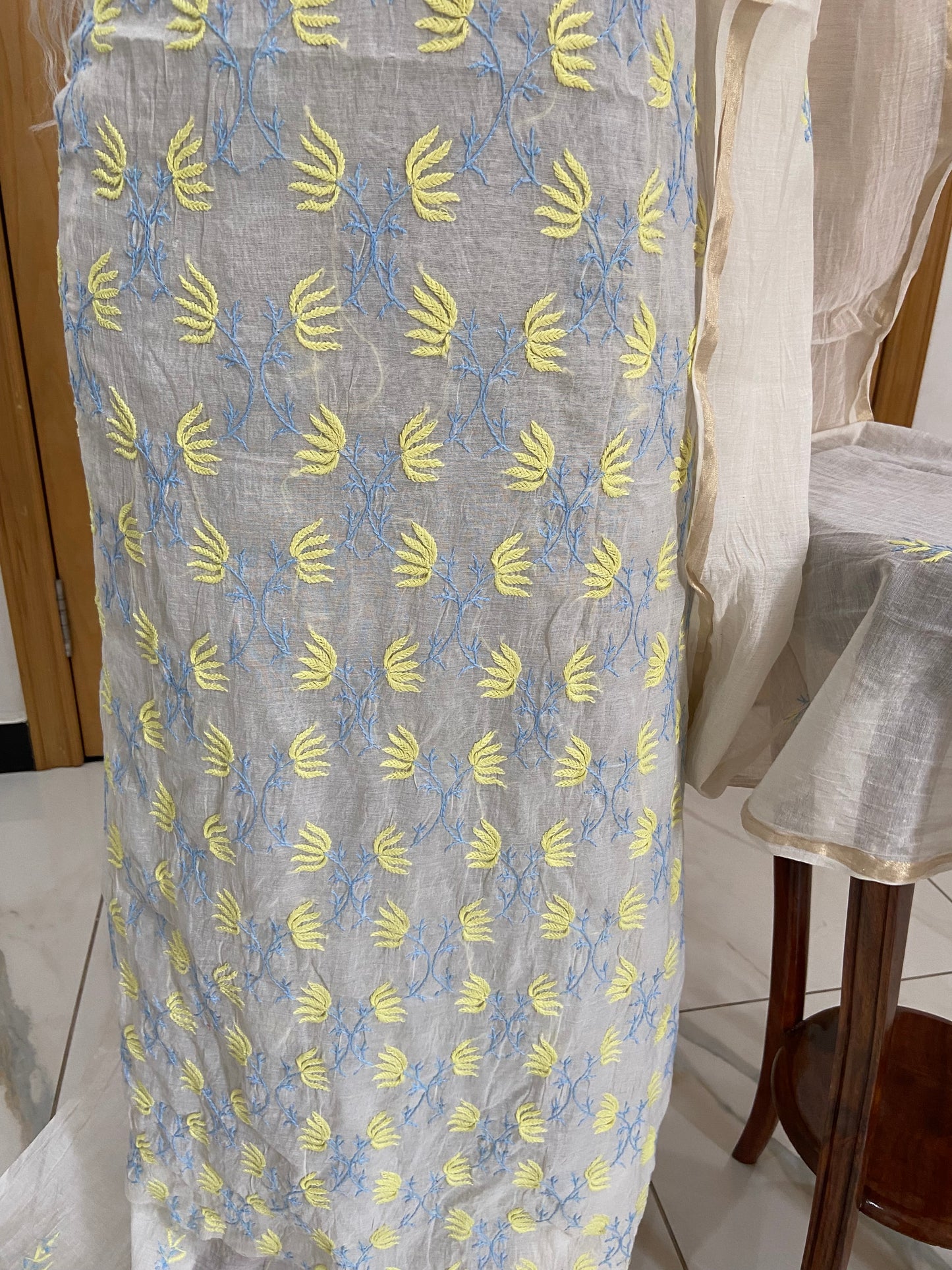 Mul chanderi kurta set
