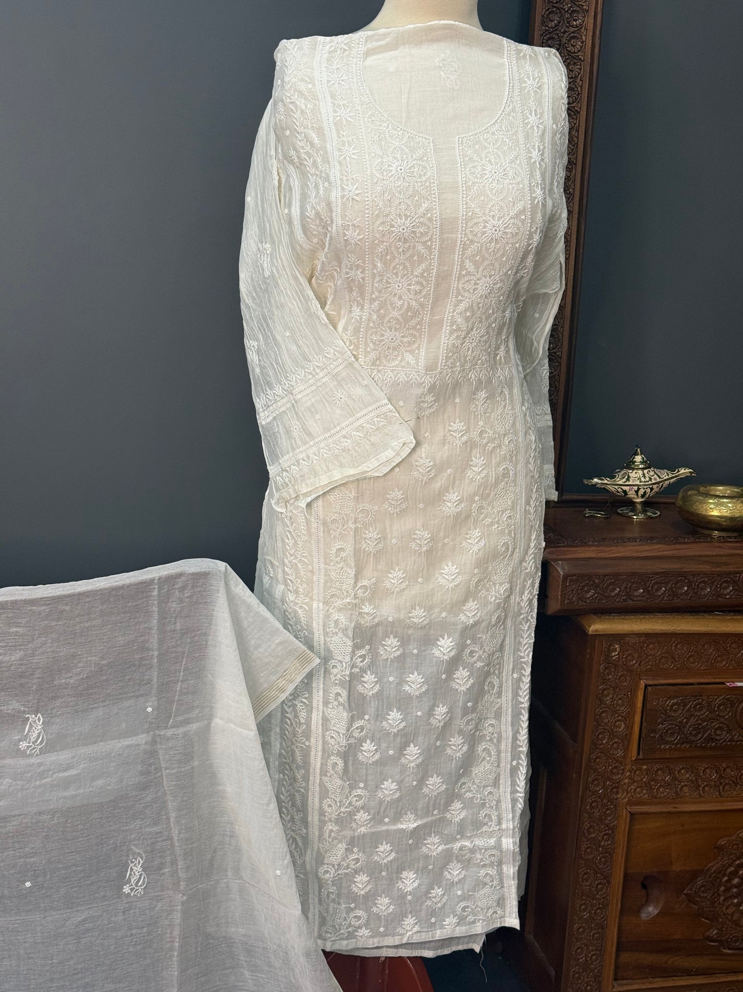 Mul chanderi kurta set
