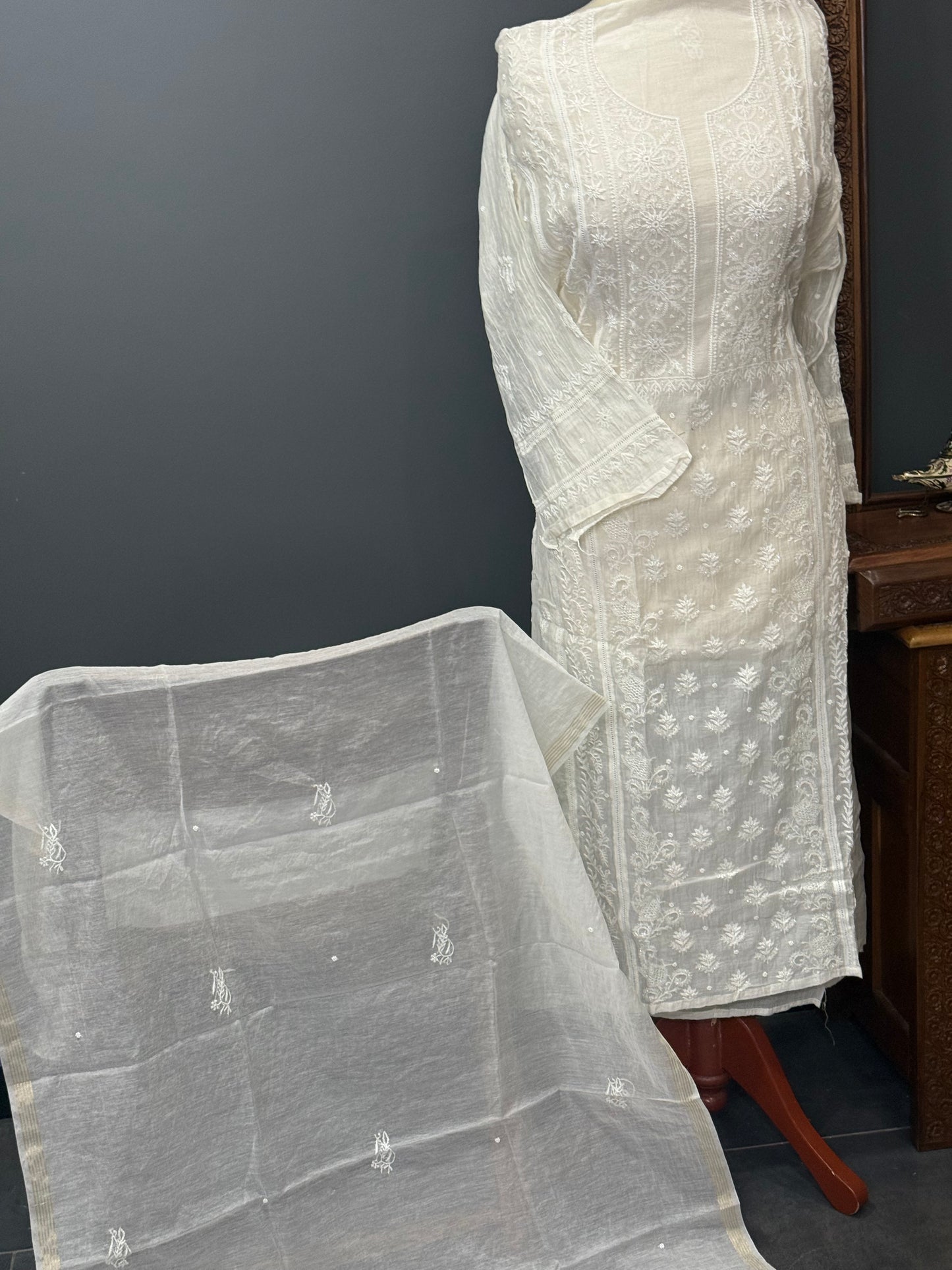 Mul chanderi kurta set