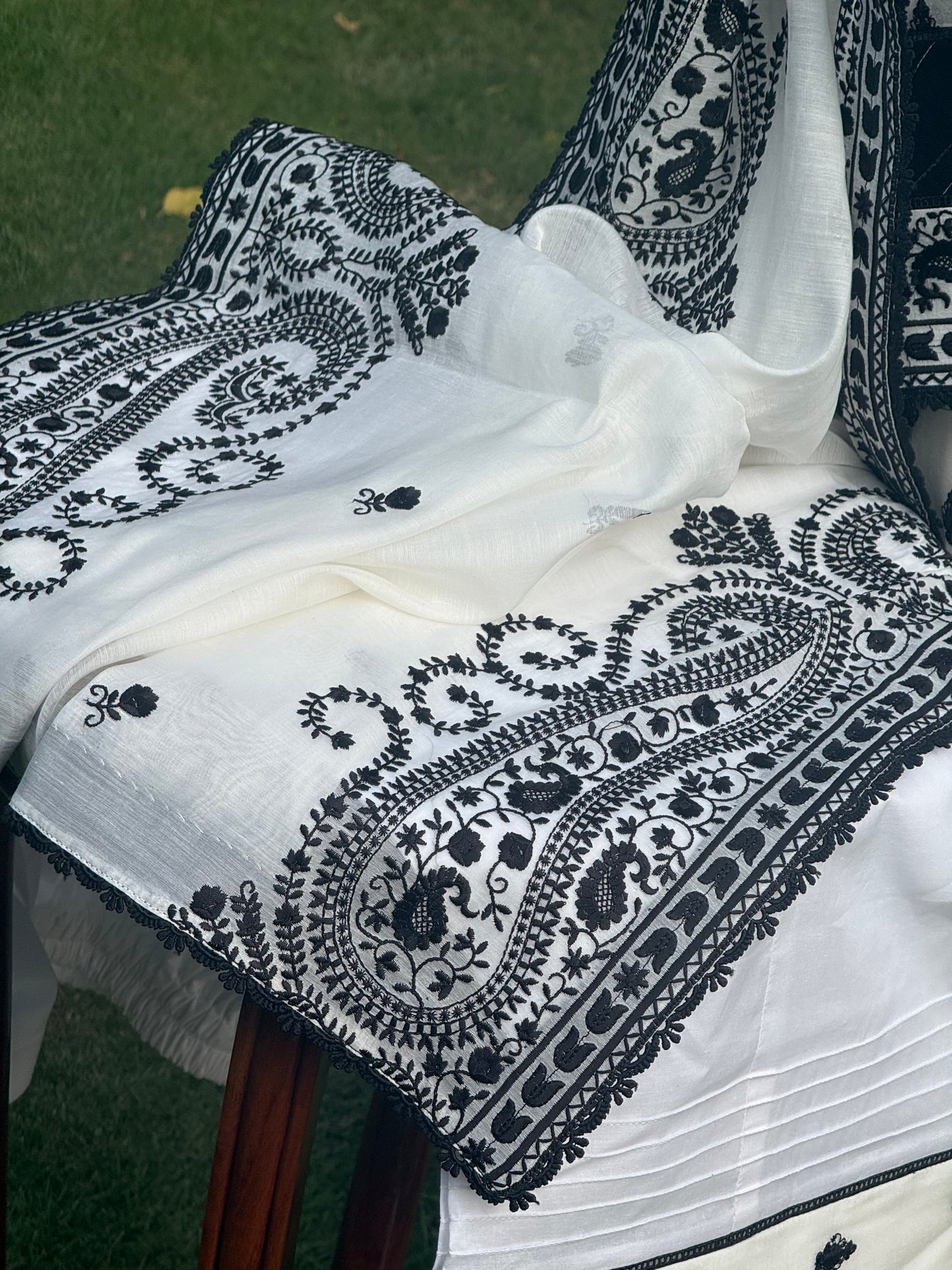 Pure silk lawn embroidered