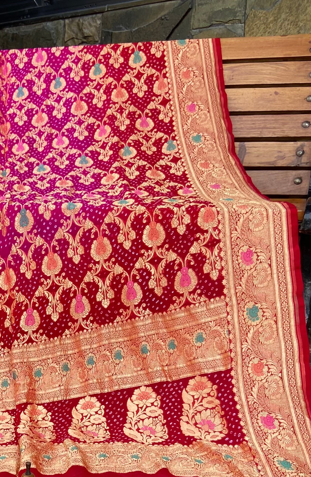 Pure Georgette neem Zari with mena kari duppata