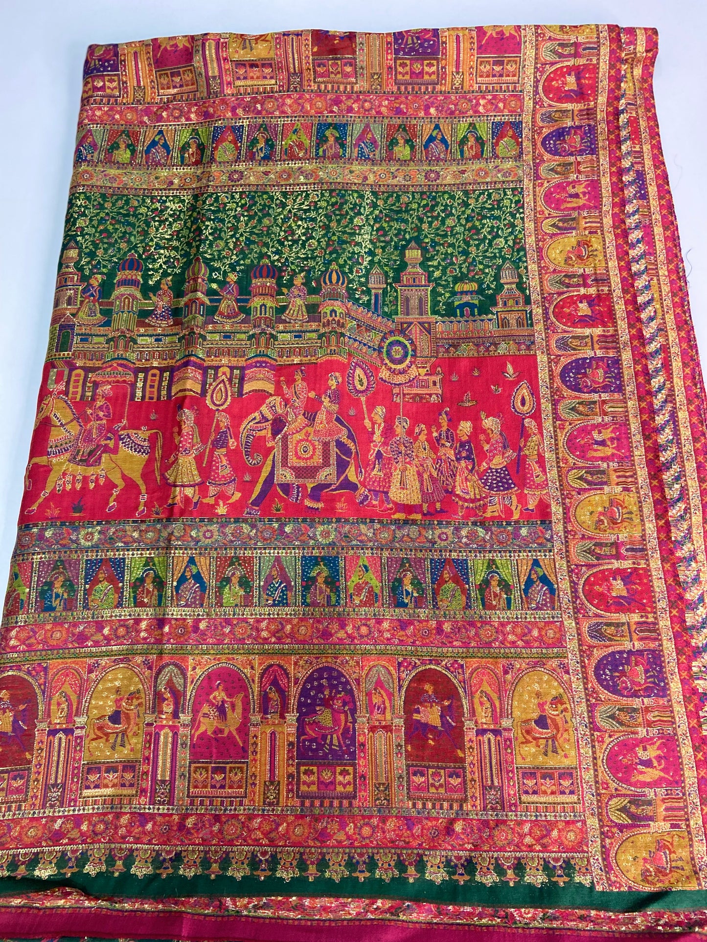 Pure kani silk saree Green