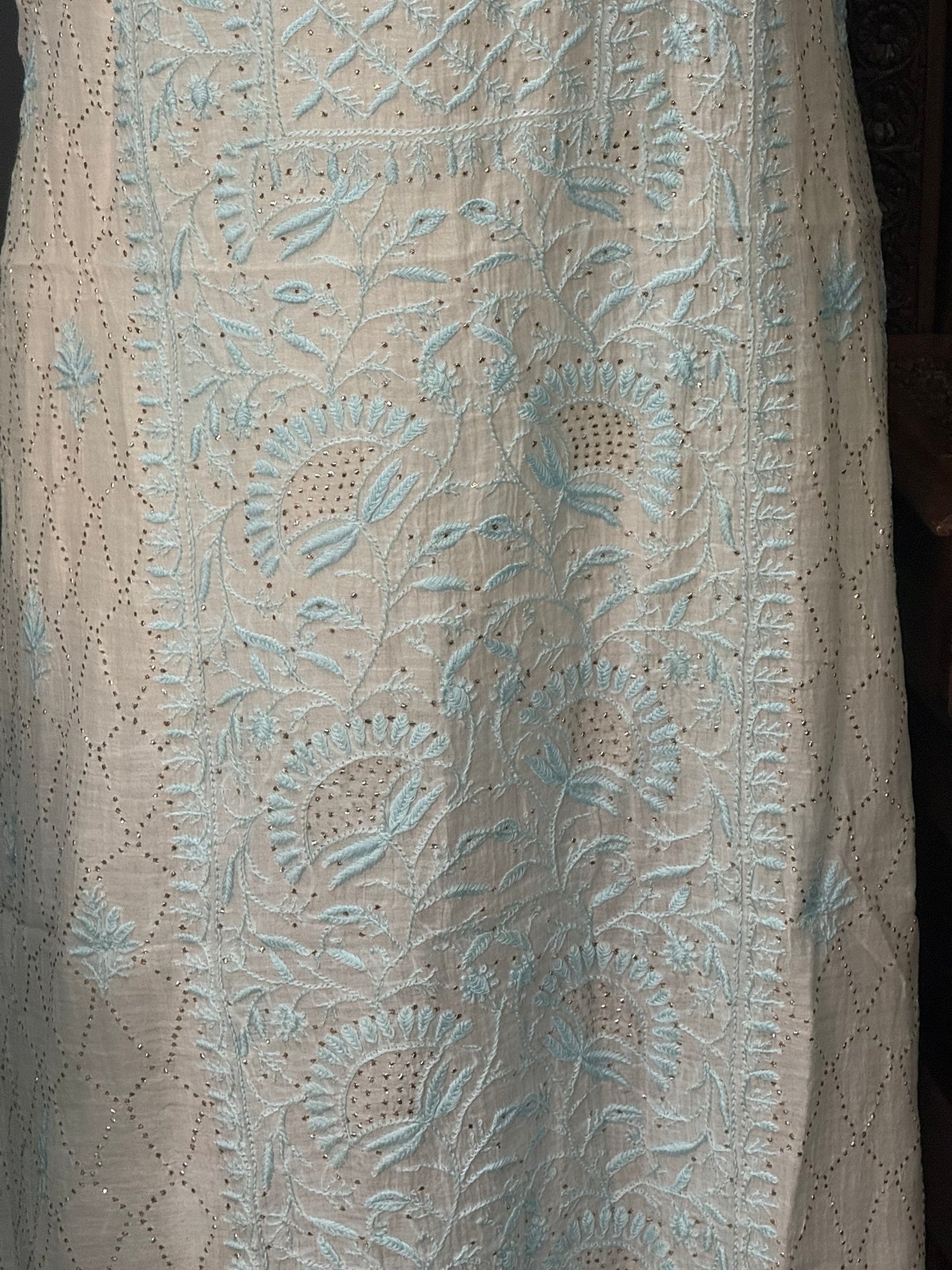 Mul chanderi kurta set mukesh ferozi