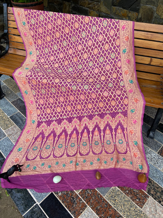 Pure Georgette neem Zari with mena kari