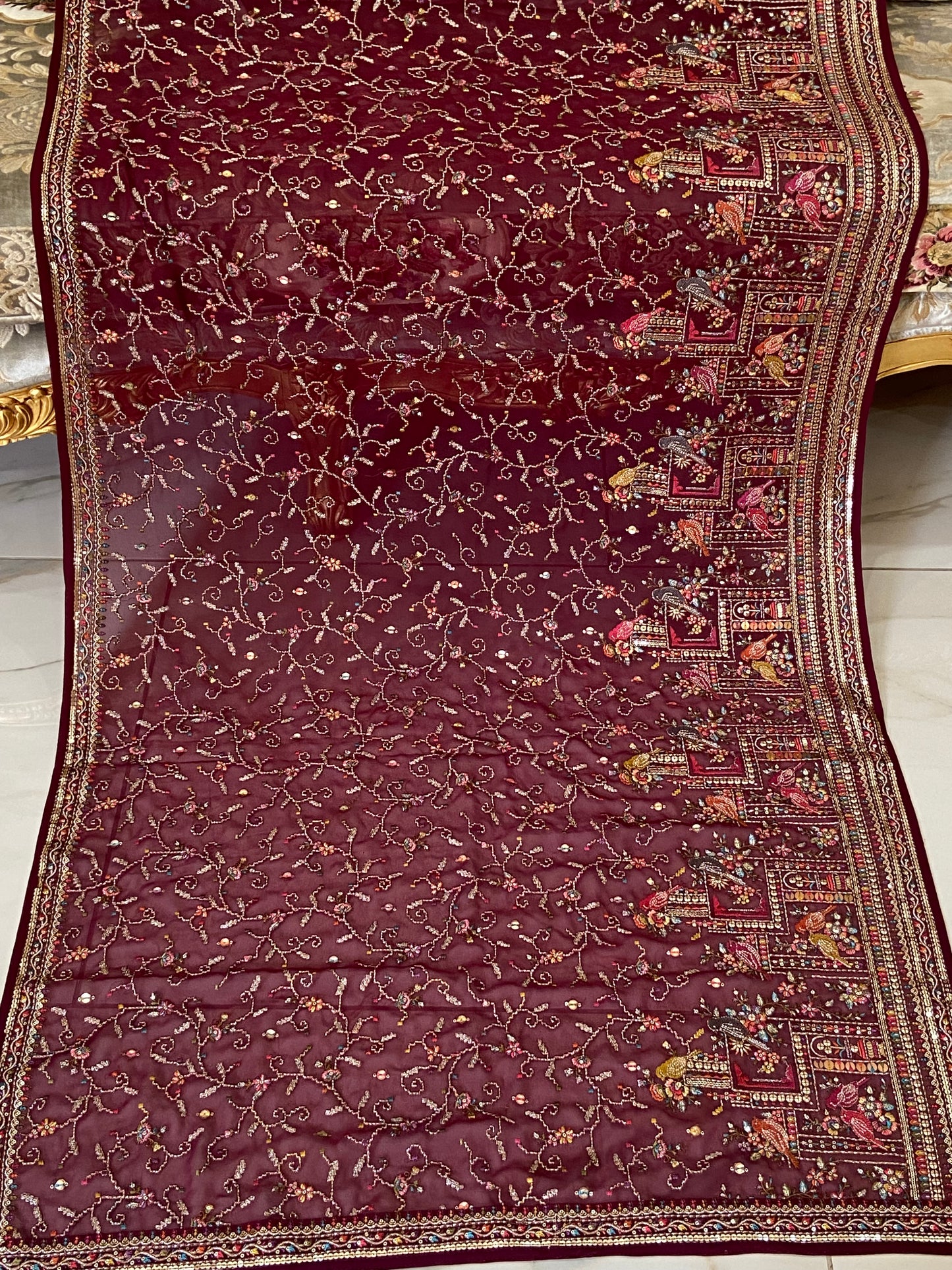 Parsi gara Mechine embroidered