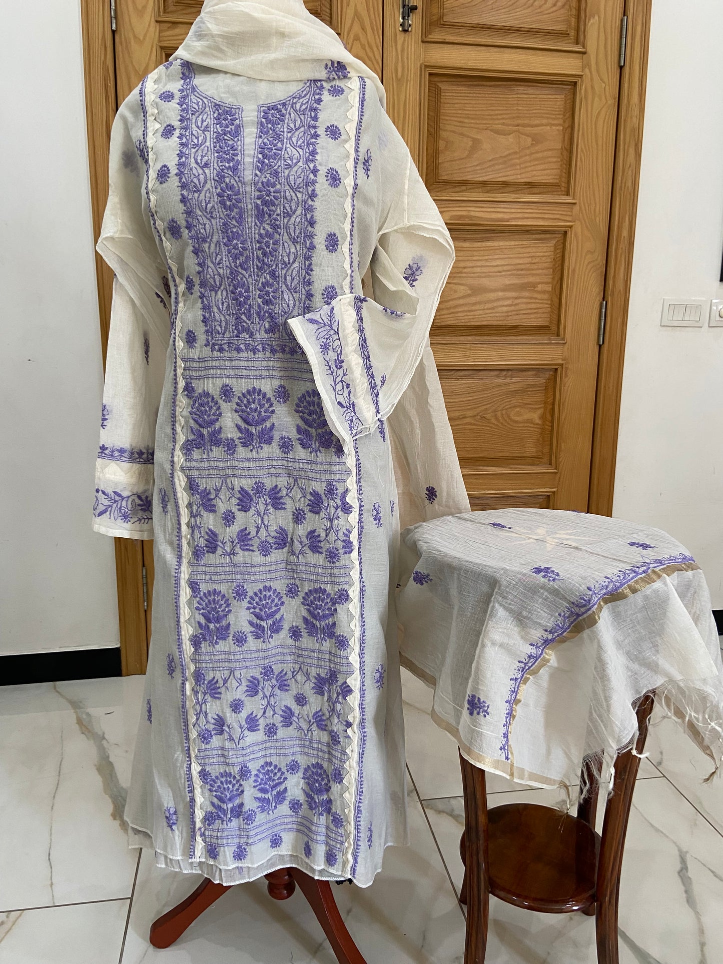 Mul chanderi kurta set