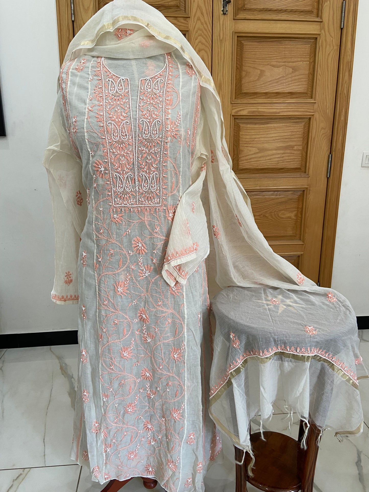 Mul chanderi kurta set