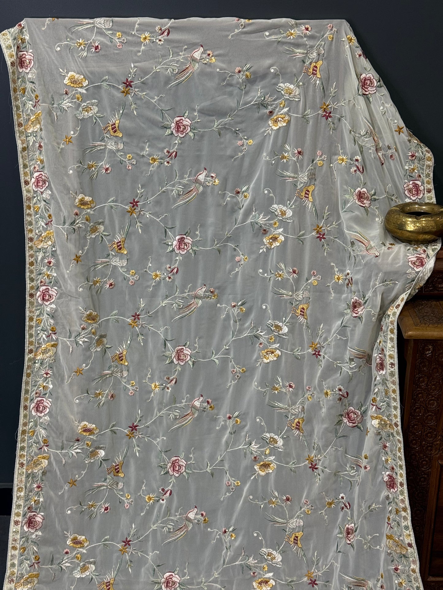 Parsi gara Mechine embroidered