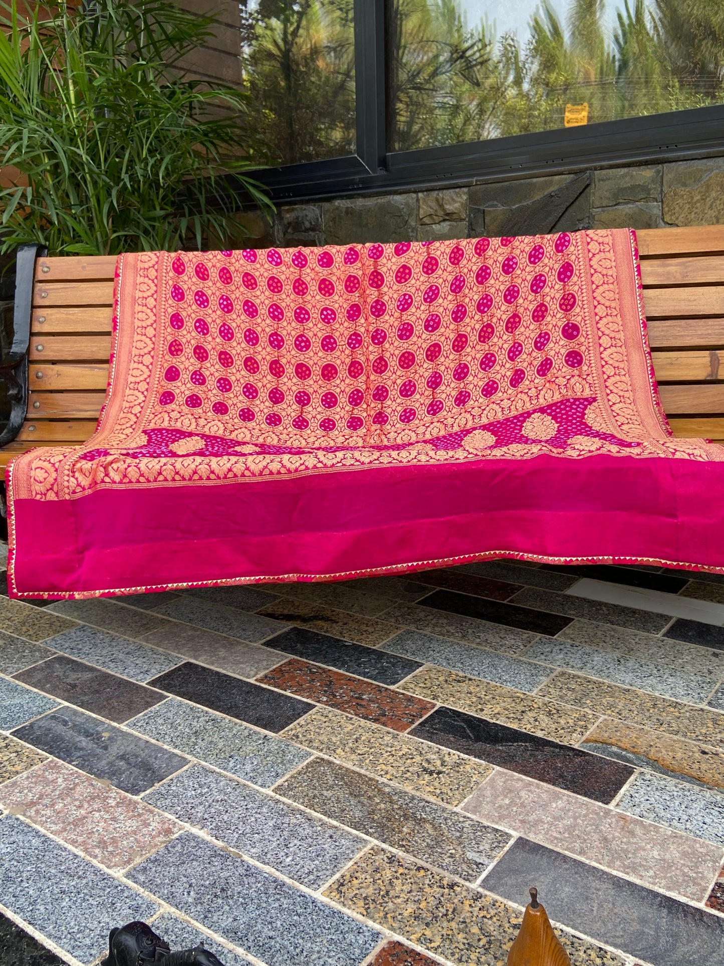 Pure Georgette neem Zari with mena kari duppata