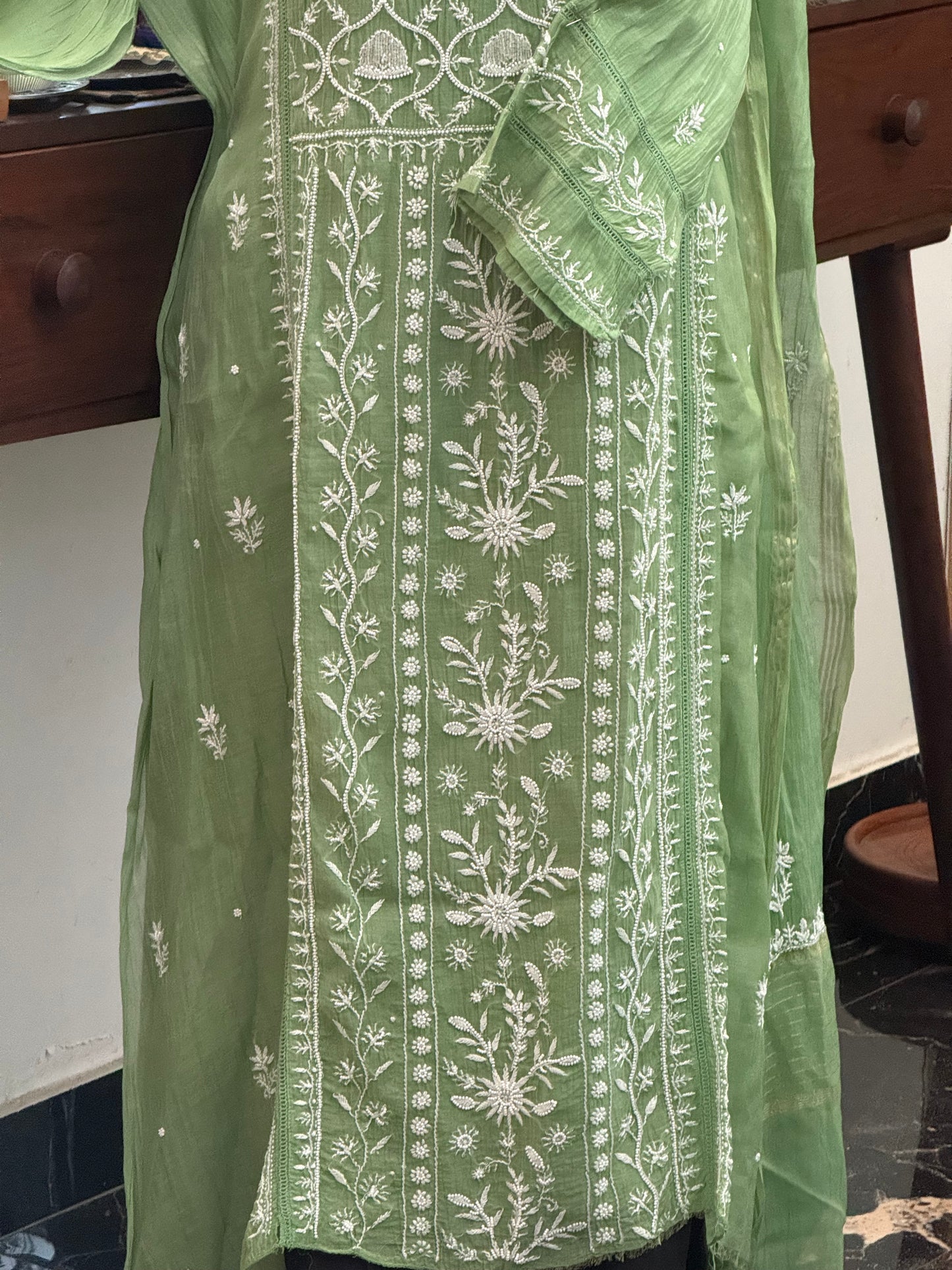 Mul chanderi kurta set