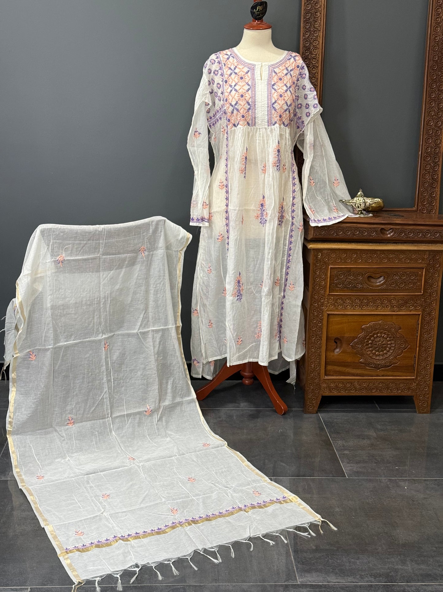Mul chanderi gown 1