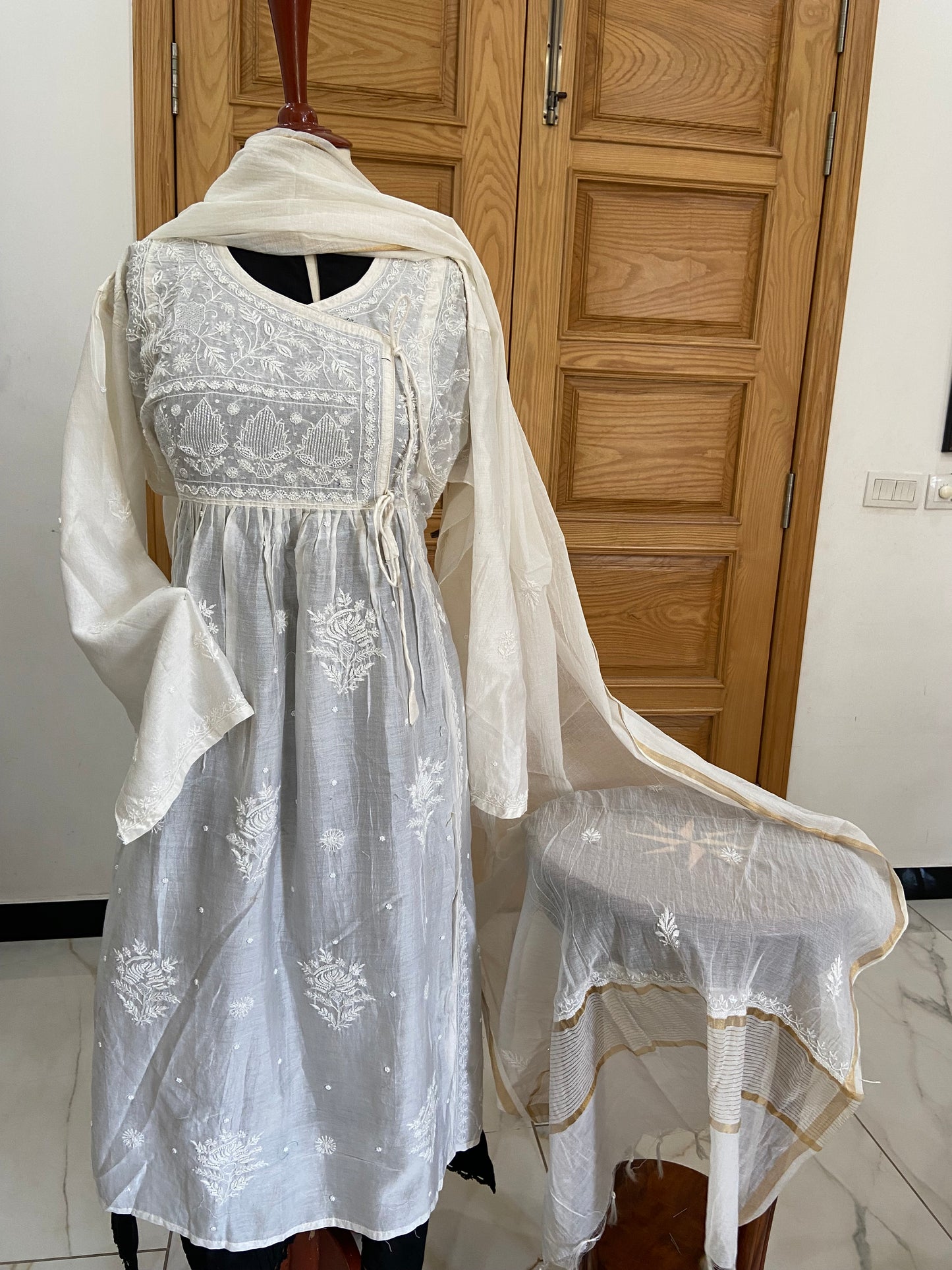 Mul chanderi kurta set